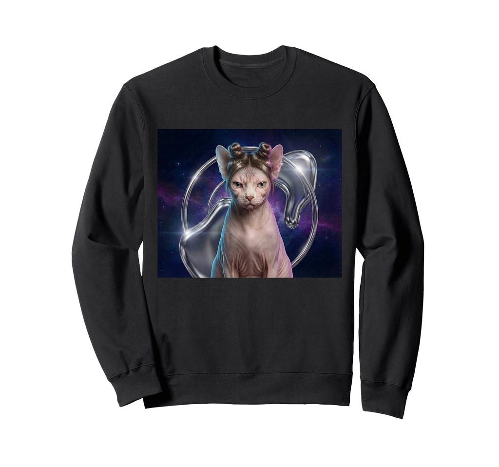 90S Space Bun Hairstyle Sphynx Cat Sweatshirt - Unique Graphic Unisex - T-Shirt, Sweatshirt, Hoodie