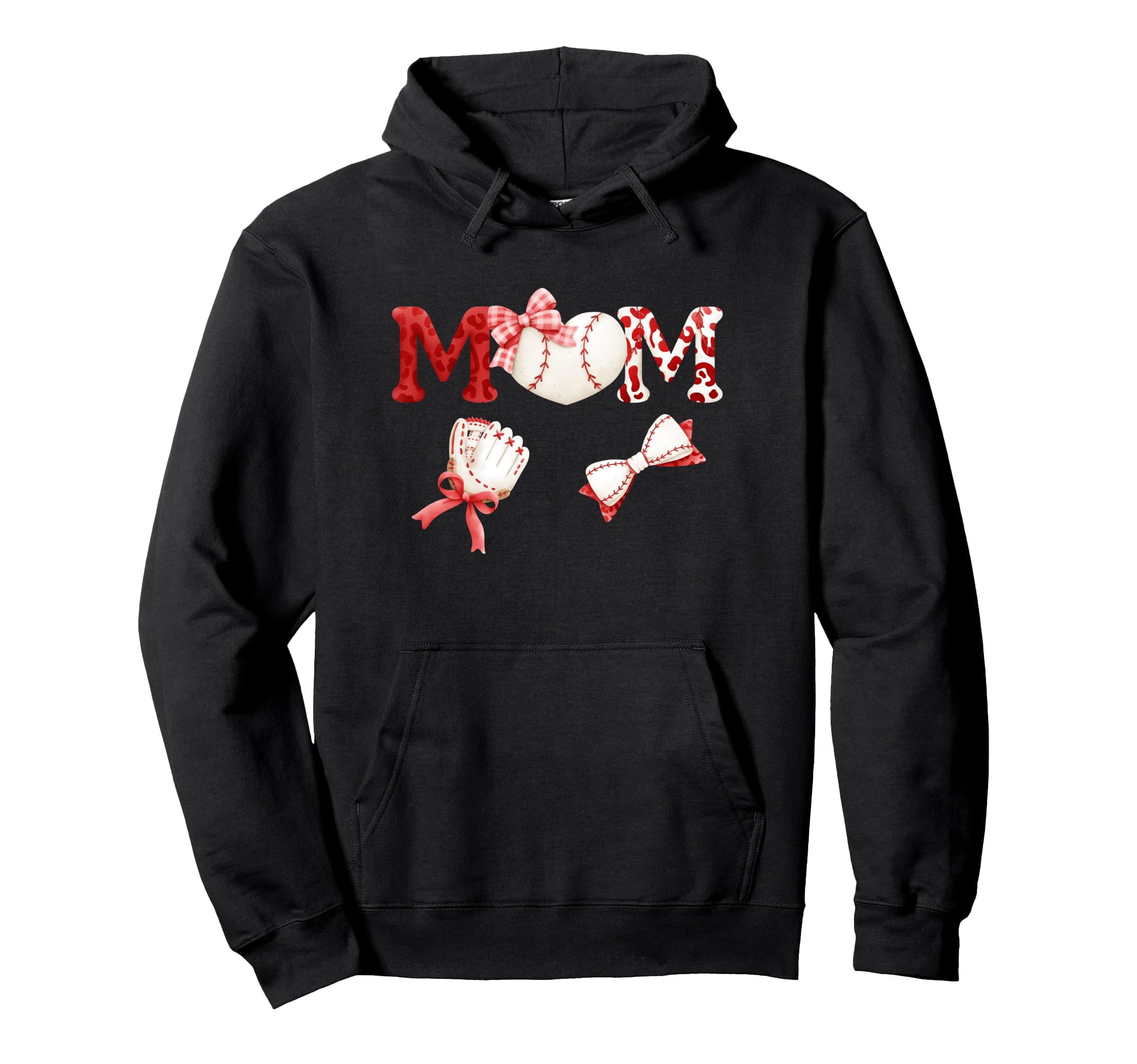 Coquette Baseball Mom Bow Glove Hoodie - Graphic Print Men Women - T-Shirt, Sweatshirt, Hoodie