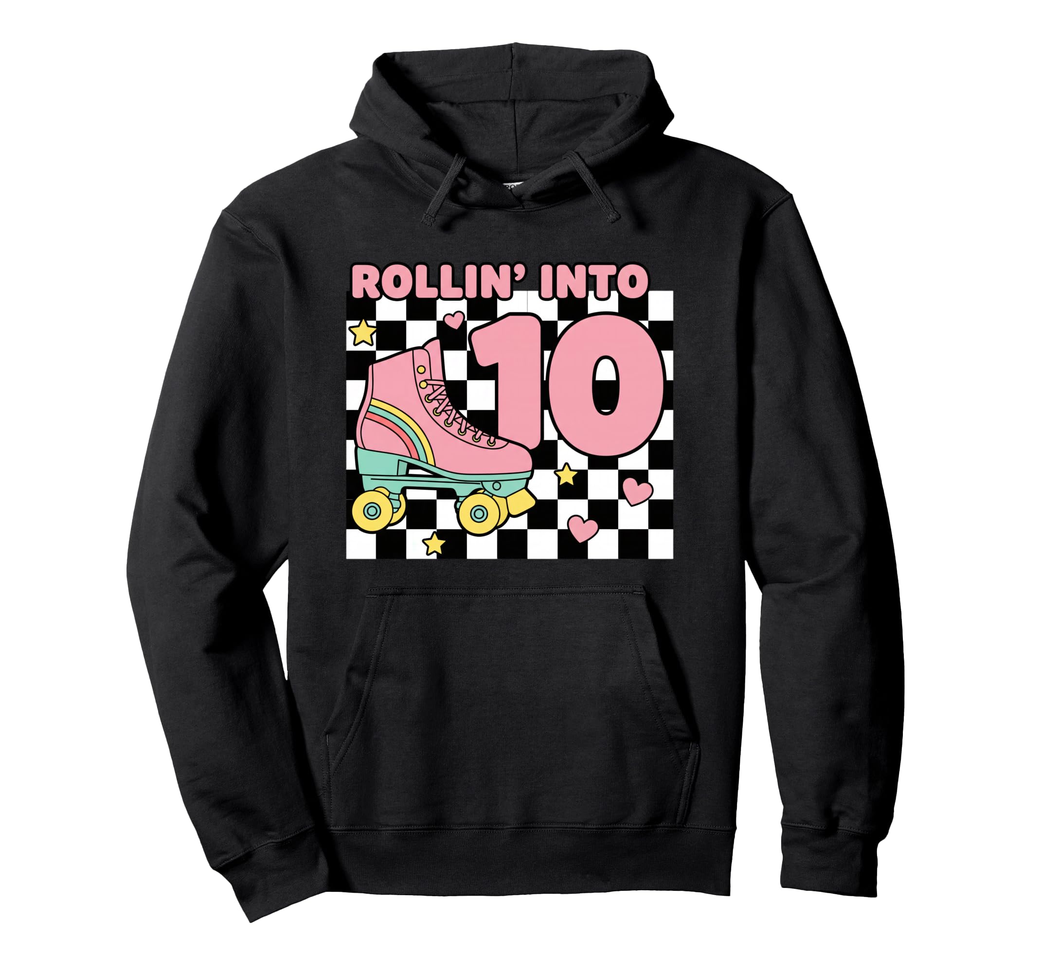 Rollin Into 10 Roller Skate Birthday Hoodie - Unique Graphic for Adults - T-Shirt, Sweatshirt, Hoodie