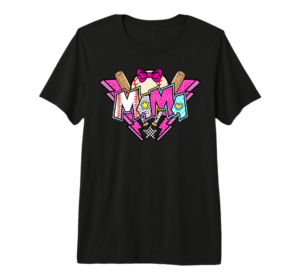 Baseball Mama Coquette Bow Mothers T-Shirt - Novelty Apparel for Adults - T-Shirt, Sweatshirt, Hoodie