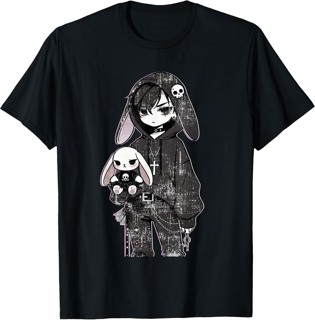 Kawaii Goth Bunny Anime Girl E-Girl Aesthetic Co. - Adult & Kids T-Shirts, Sweatshirts & Hoodies apparel design preview 1