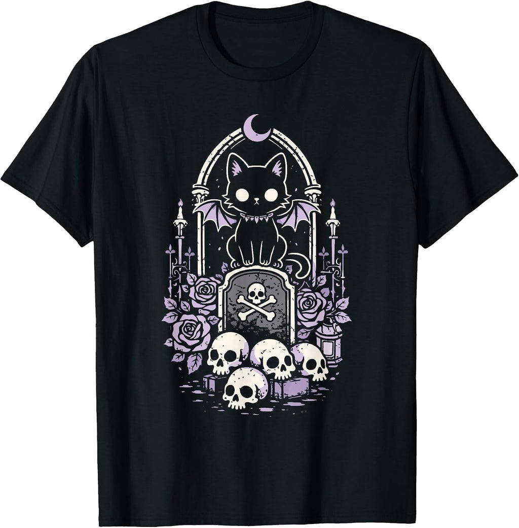Cute Cat Pastel Goth Black Occult Kitty Emo Outfit - Adult & Kids T-Shirts, Sweatshirts & Hoodies apparel design preview 1