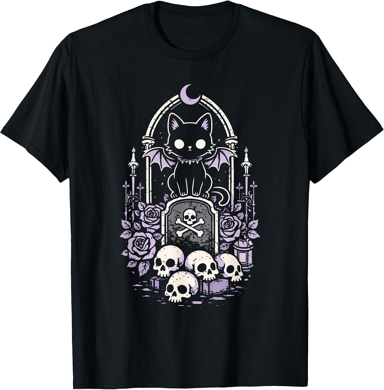 Cute Cat Pastel Goth Black Occult Kitty Emo Outfit - Adult & Kids T-Shirts, Sweatshirts & Hoodies apparel design preview 1
