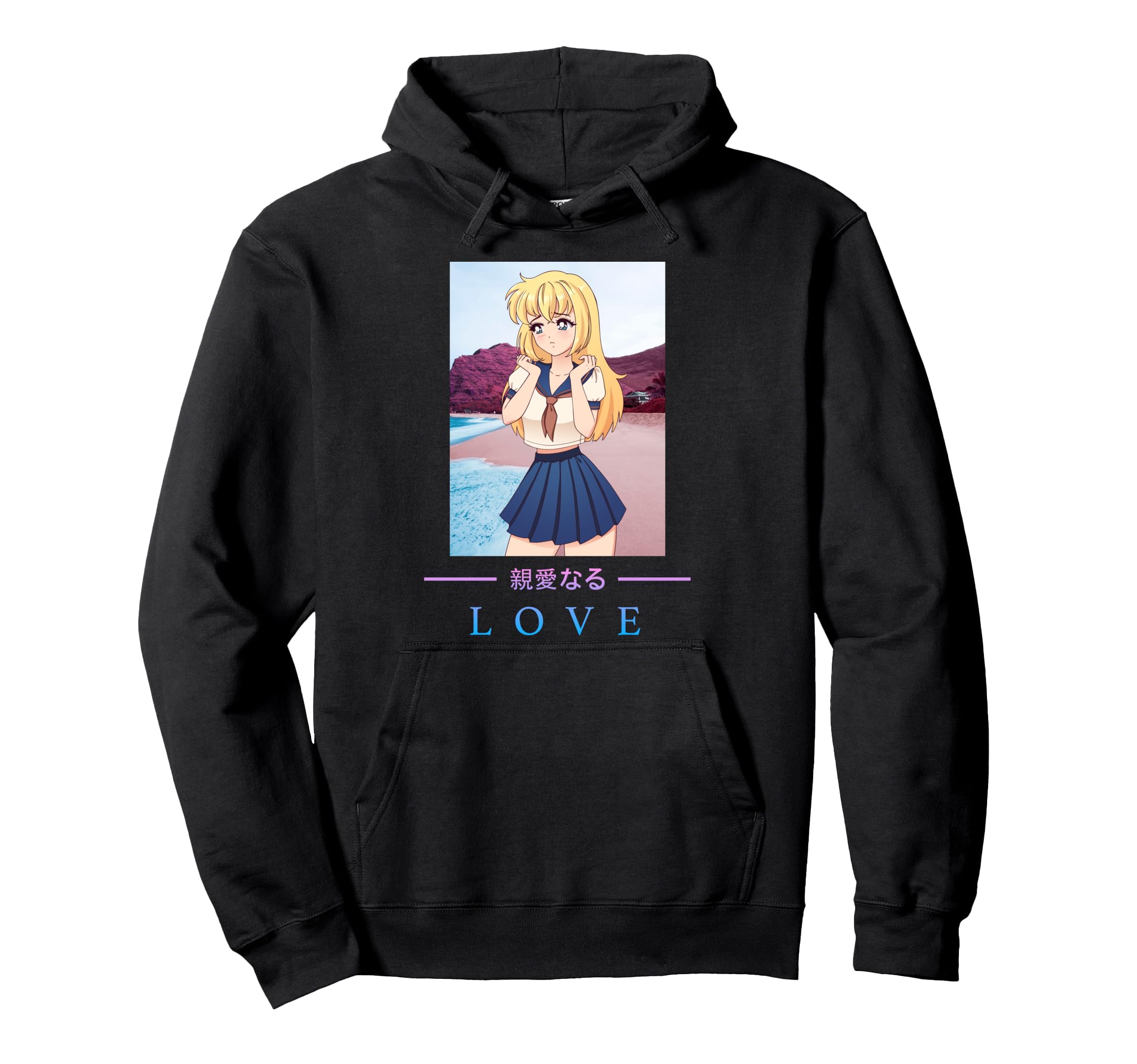 Anime Love Japanese Aesthetic Vaporwave Hoodie - Graphic Print Men Women - T-Shirt, Sweatshirt, Hoodie
