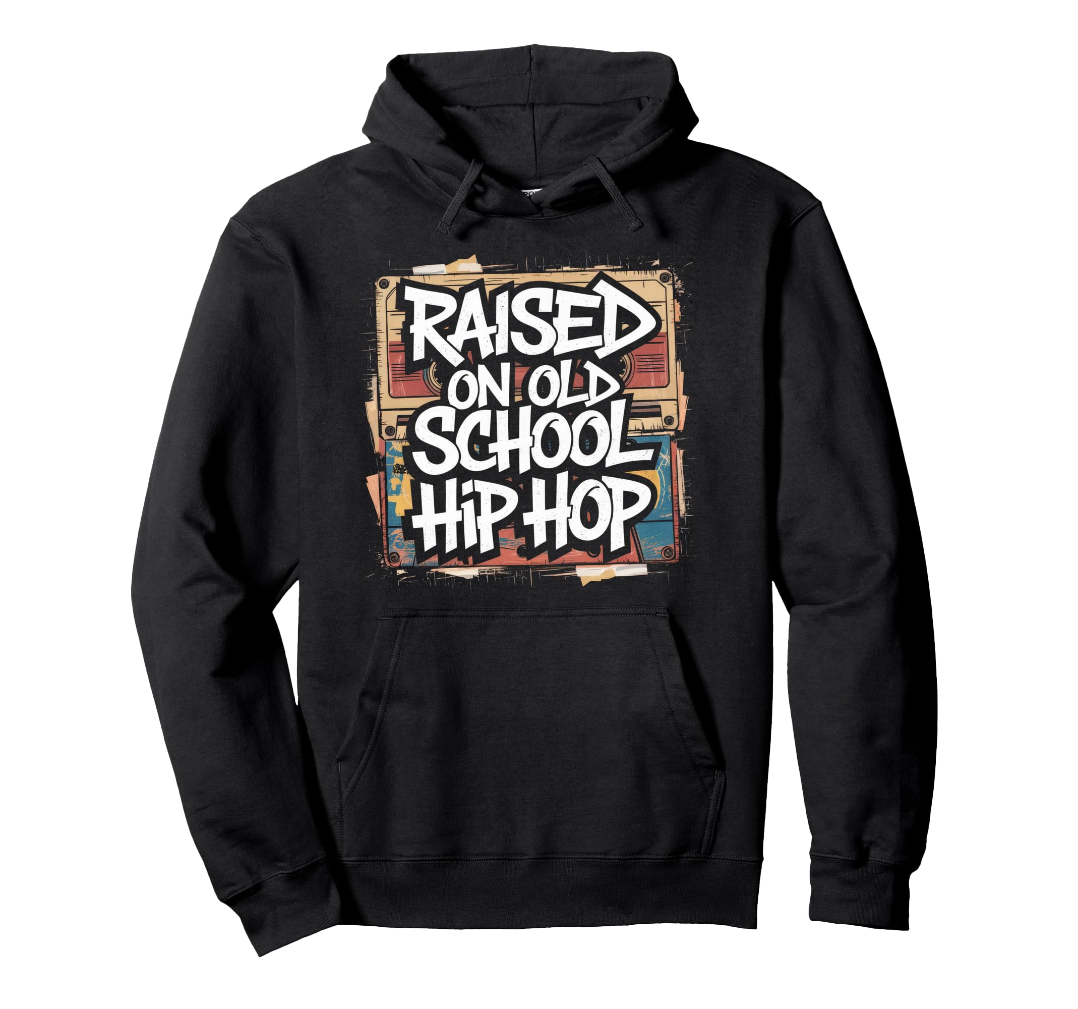 Raised Old School Hip Hop Cassette Hoodie - Novelty Apparel for Adults - T-Shirt, Sweatshirt, Hoodie