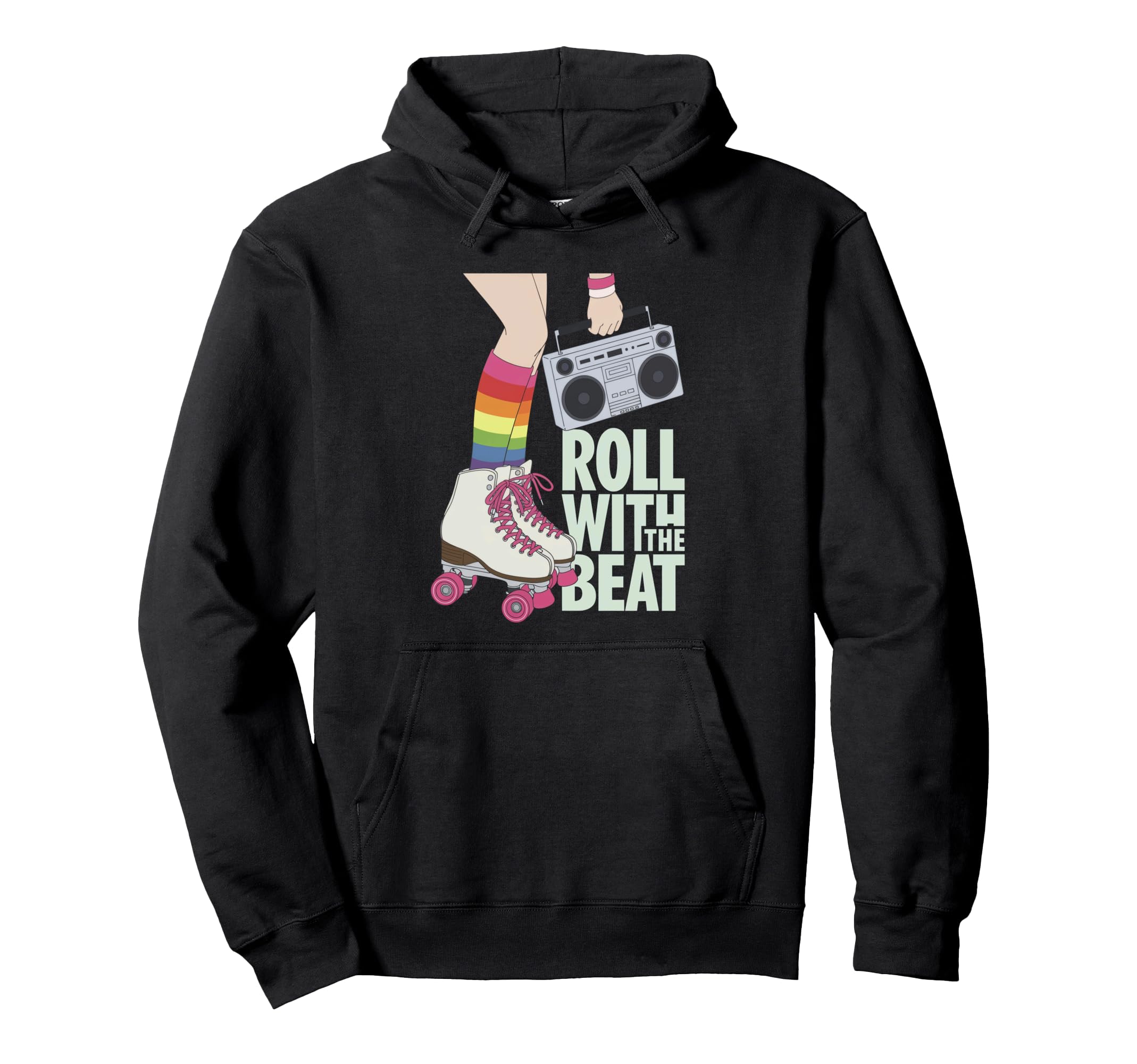 Rollerskates Roll Beat Funny 70S 80S Hoodie - Custom Art Print for Adults - T-Shirt, Sweatshirt, Hoodie