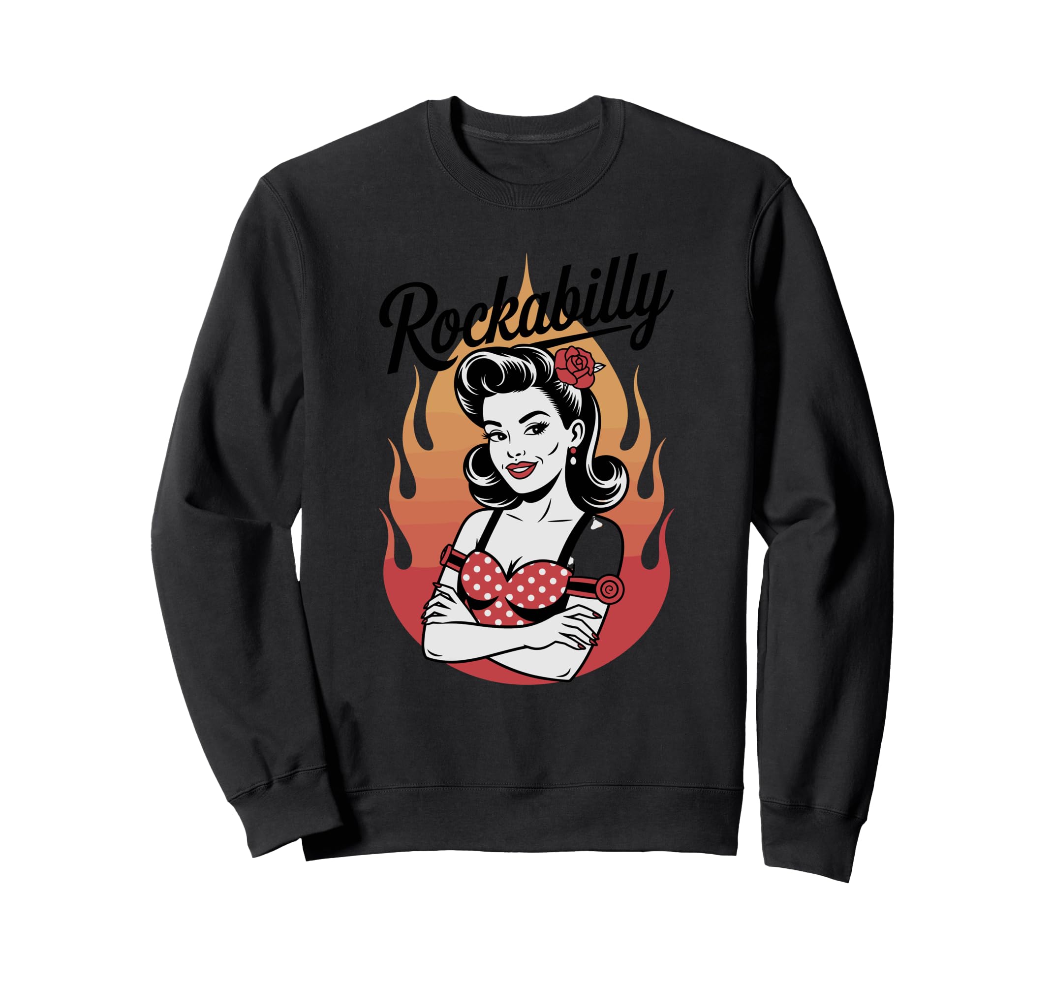 Rockabilly Pin Up Flames Vibe Sweatshirt - Streetwear Style for Adults - T-Shirt, Sweatshirt, Hoodie