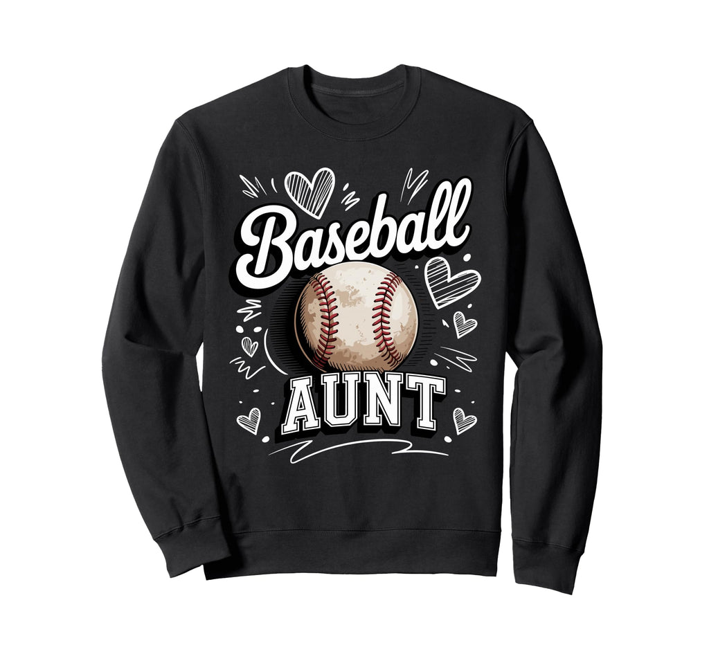 Baseball Aunt Heart Doodle Game Sweatshirt - Fun Novelty Design for Adults - T-Shirt, Sweatshirt, Hoodie
