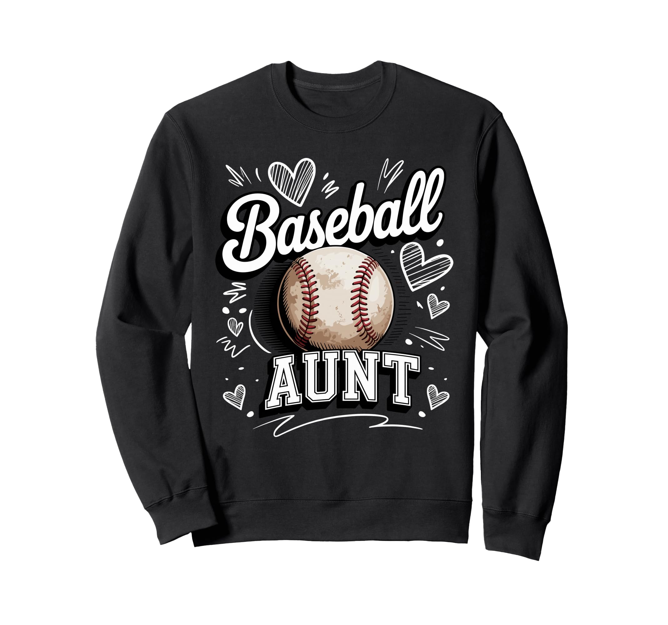 Baseball Aunt Heart Doodle Game Sweatshirt - Fun Novelty Design for Adults - T-Shirt, Sweatshirt, Hoodie