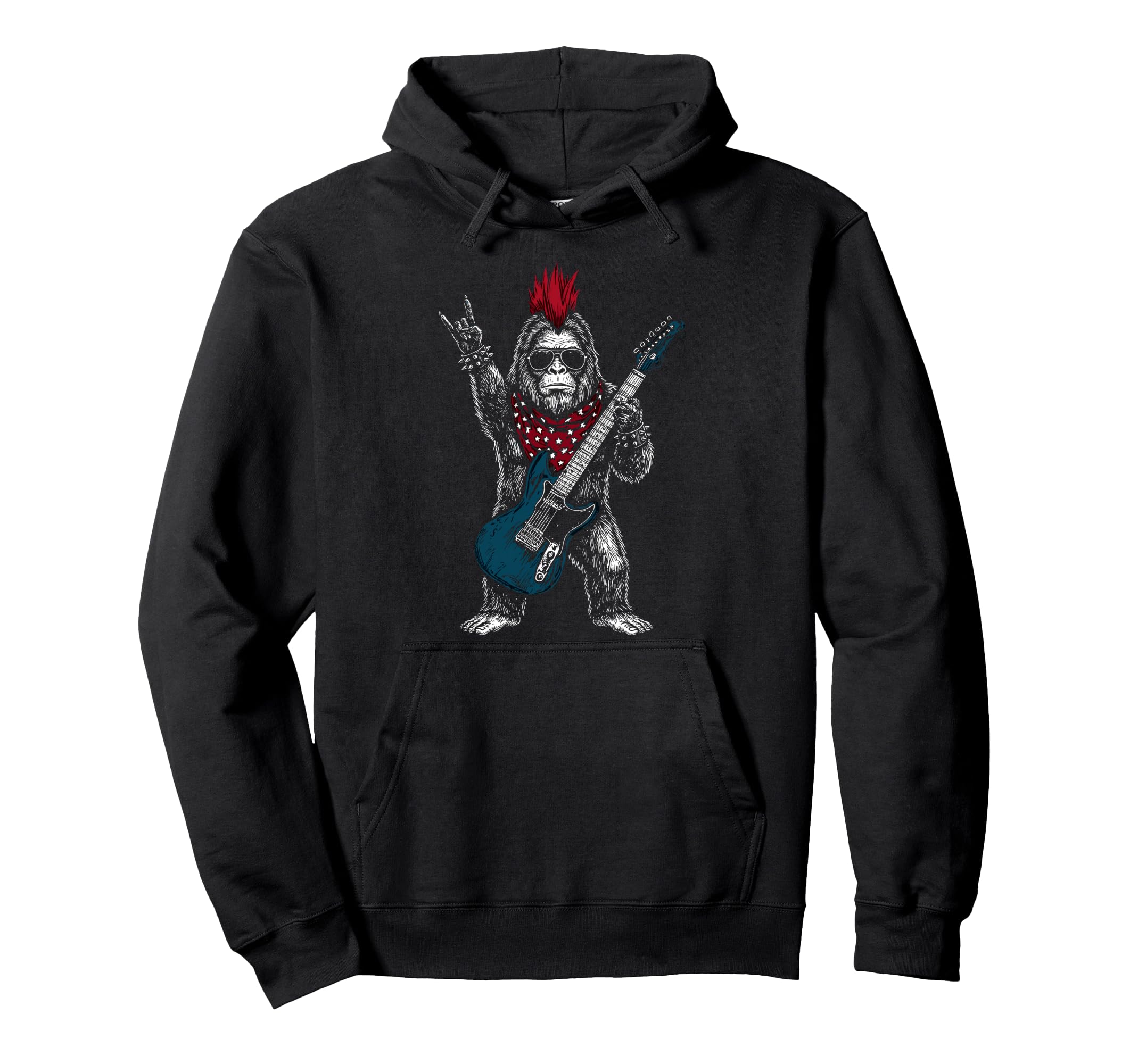Funny Bigfoot Playing Guitar Usa Hoodie - Custom Art Print for Adults - T-Shirt, Sweatshirt, Hoodie