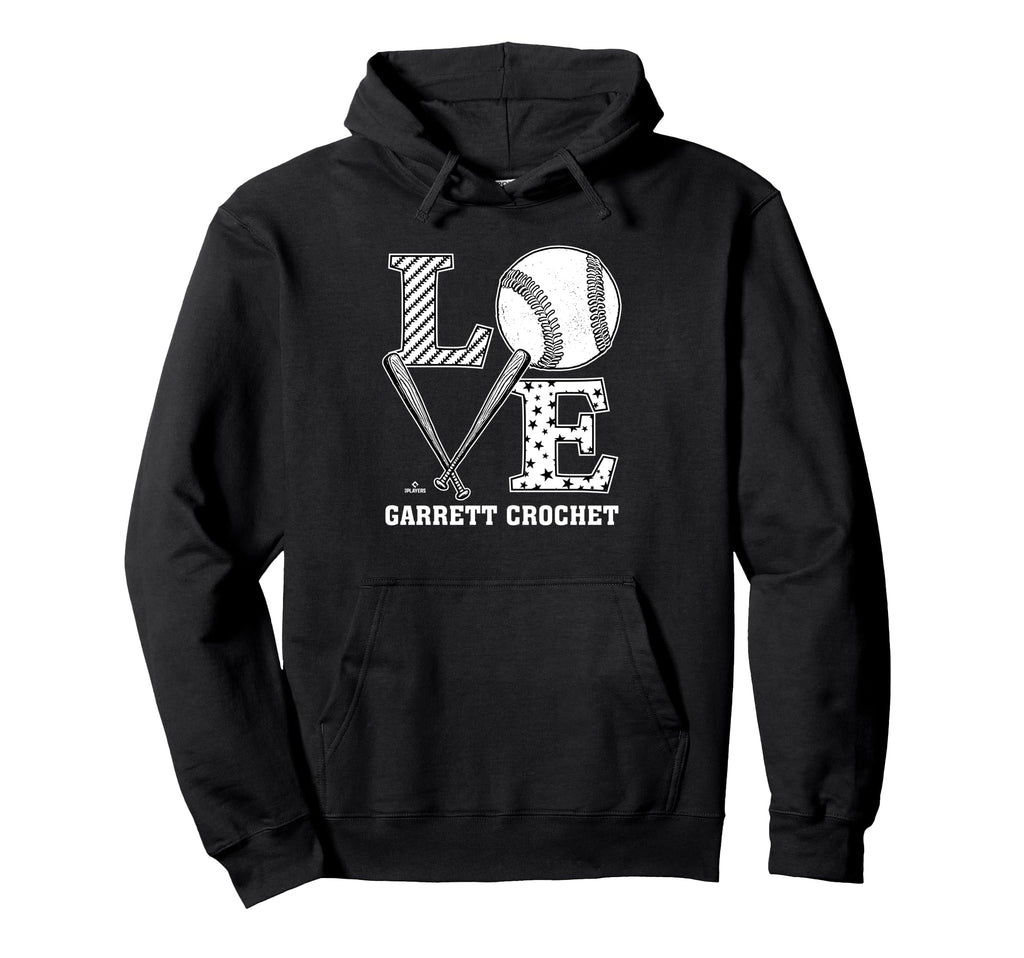 Distressed Baseball Love Garrett Crochet Hoodie - Trendy Graphic Men Women - T-Shirt, Sweatshirt, Hoodie