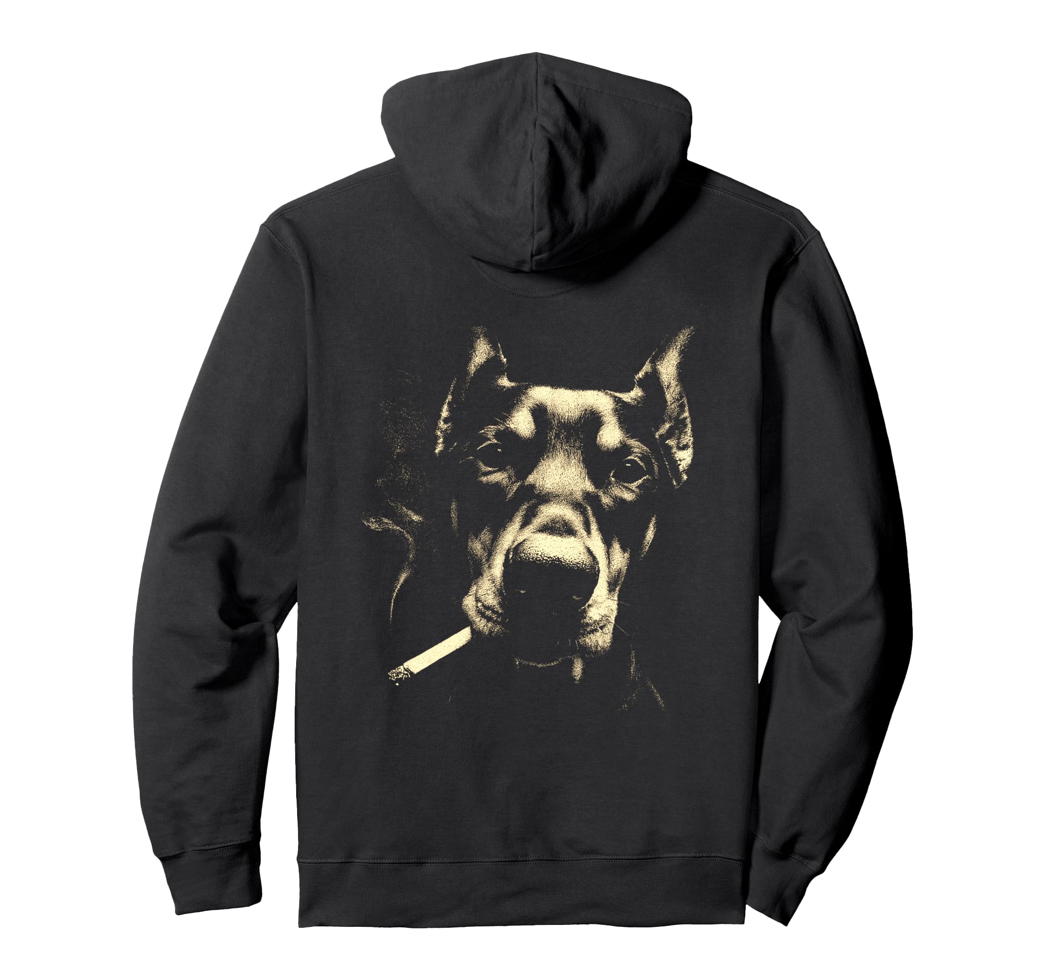 Doberman Smoking Cigarette Grunge Meme Hoodie - Novelty Apparel for Adults - T-Shirt, Sweatshirt, Hoodie