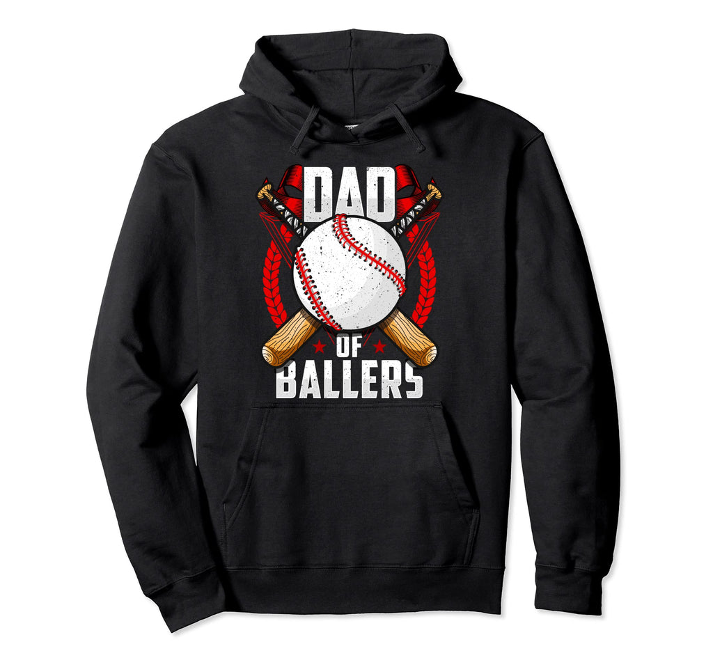 Dad Ballers Baseball Dad Funny Hoodie - Minimalist Print for Adults - T-Shirt, Sweatshirt, Hoodie
