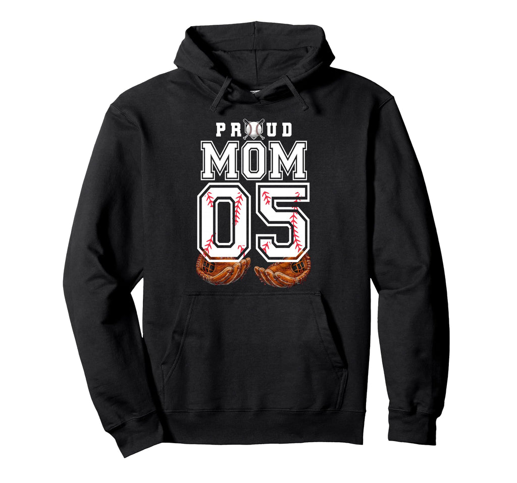 Proud Mom Baseball Player Number 5 Game Hoodie - Fun Novelty Design Unisex - T-Shirt, Sweatshirt, Hoodie