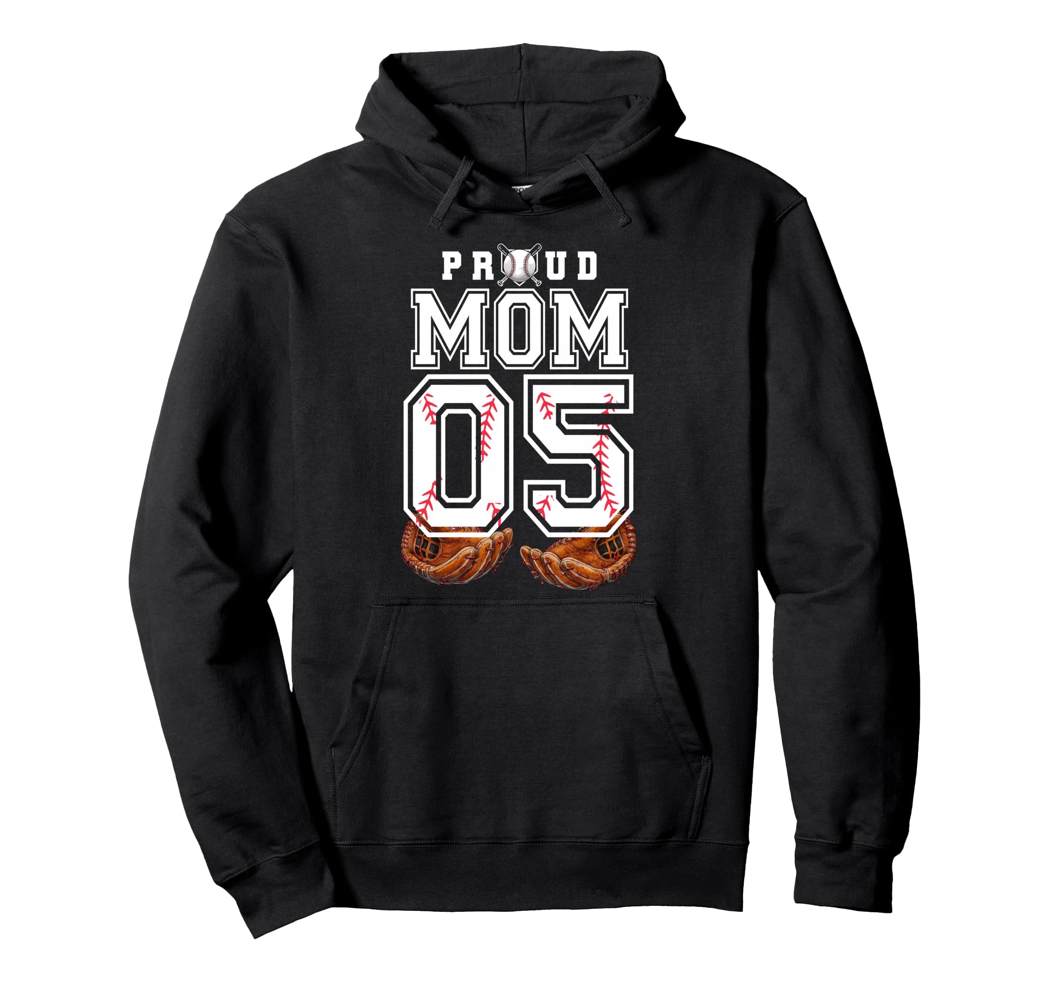 Proud Mom Baseball Player Number 5 Game Hoodie - Fun Novelty Design Unisex - T-Shirt, Sweatshirt, Hoodie