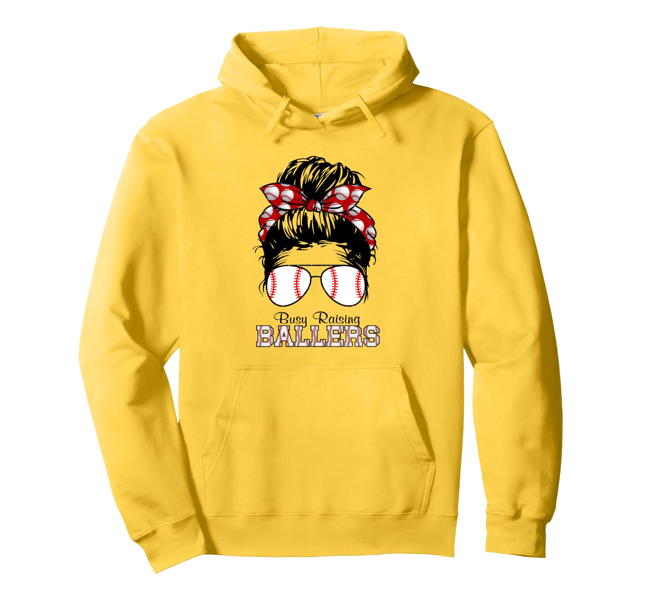 Busy Raising Ballers Messy Bun Hoodie - Casual Everyday Wear for Adults - T-Shirt, Sweatshirt, Hoodie
