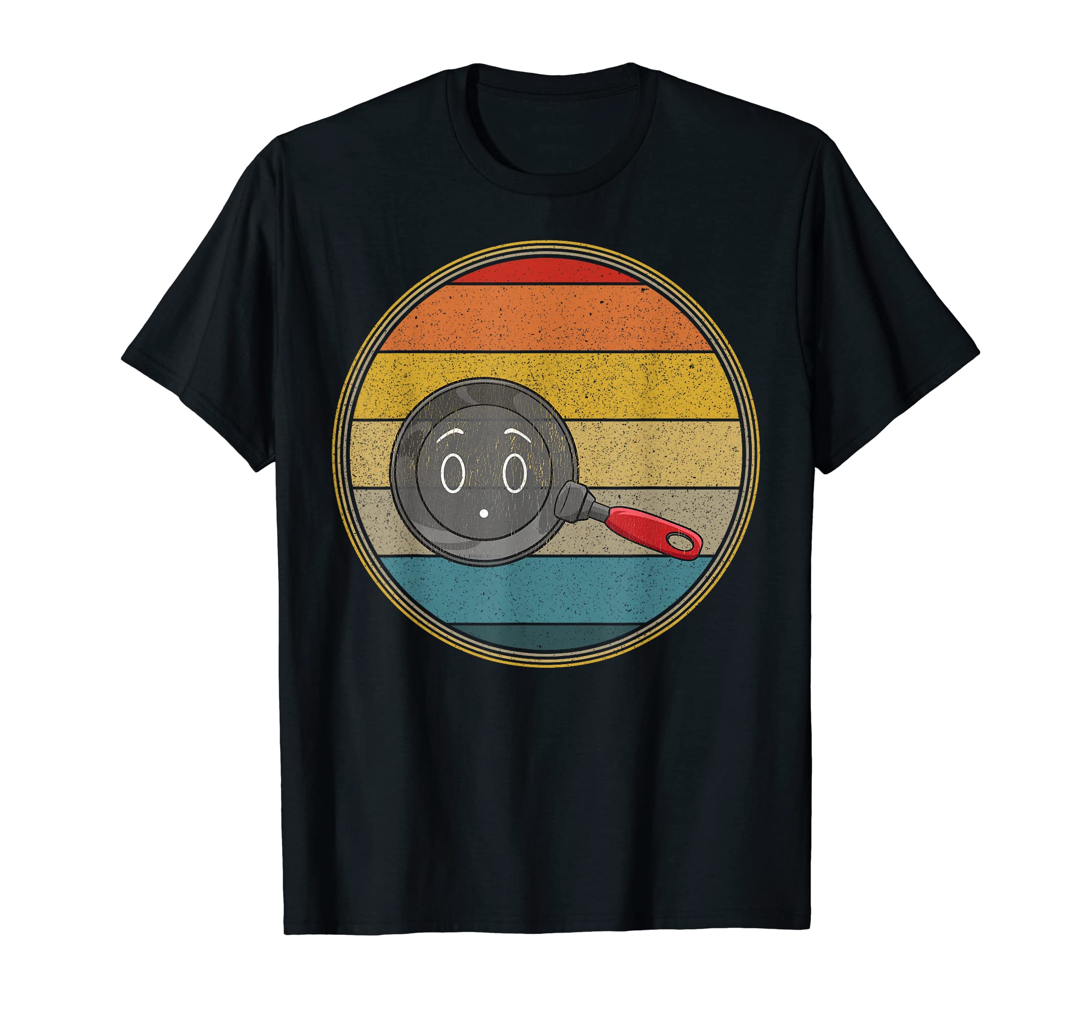 Big Eyes Frying Pan Distressed T-Shirt - Graphic Print Unisex - T-Shirt, Sweatshirt, Hoodie
