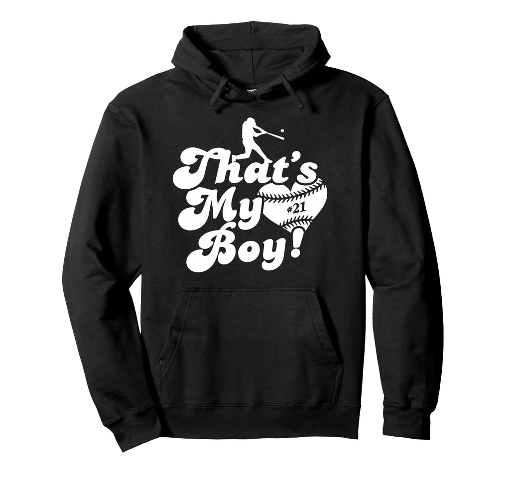 Thats My 21 Baseball Mom Love Heart Hoodie - Minimalist Print Unisex - T-Shirt, Sweatshirt, Hoodie