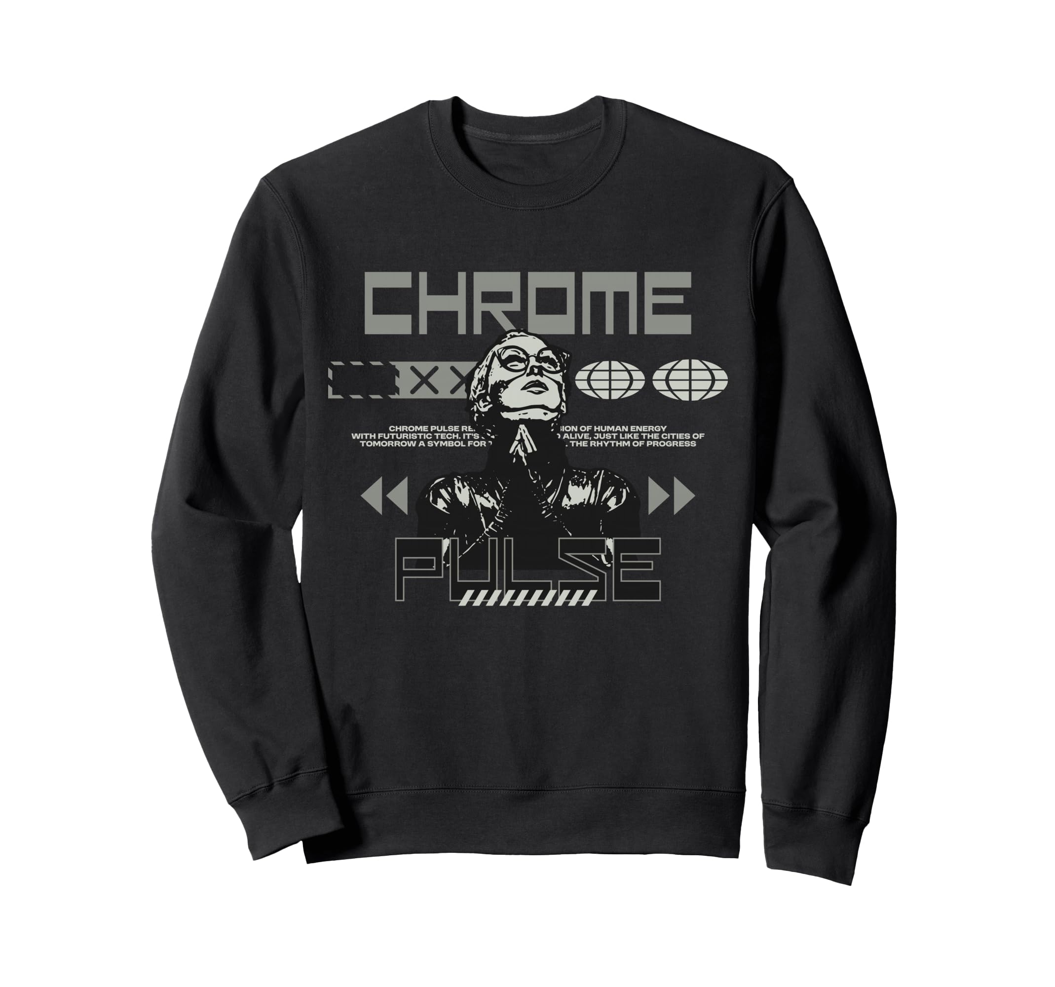 Chrome Pulse Y2K Streetwear Sweatshirt - Graphic Print for Adults - T-Shirt, Sweatshirt, Hoodie