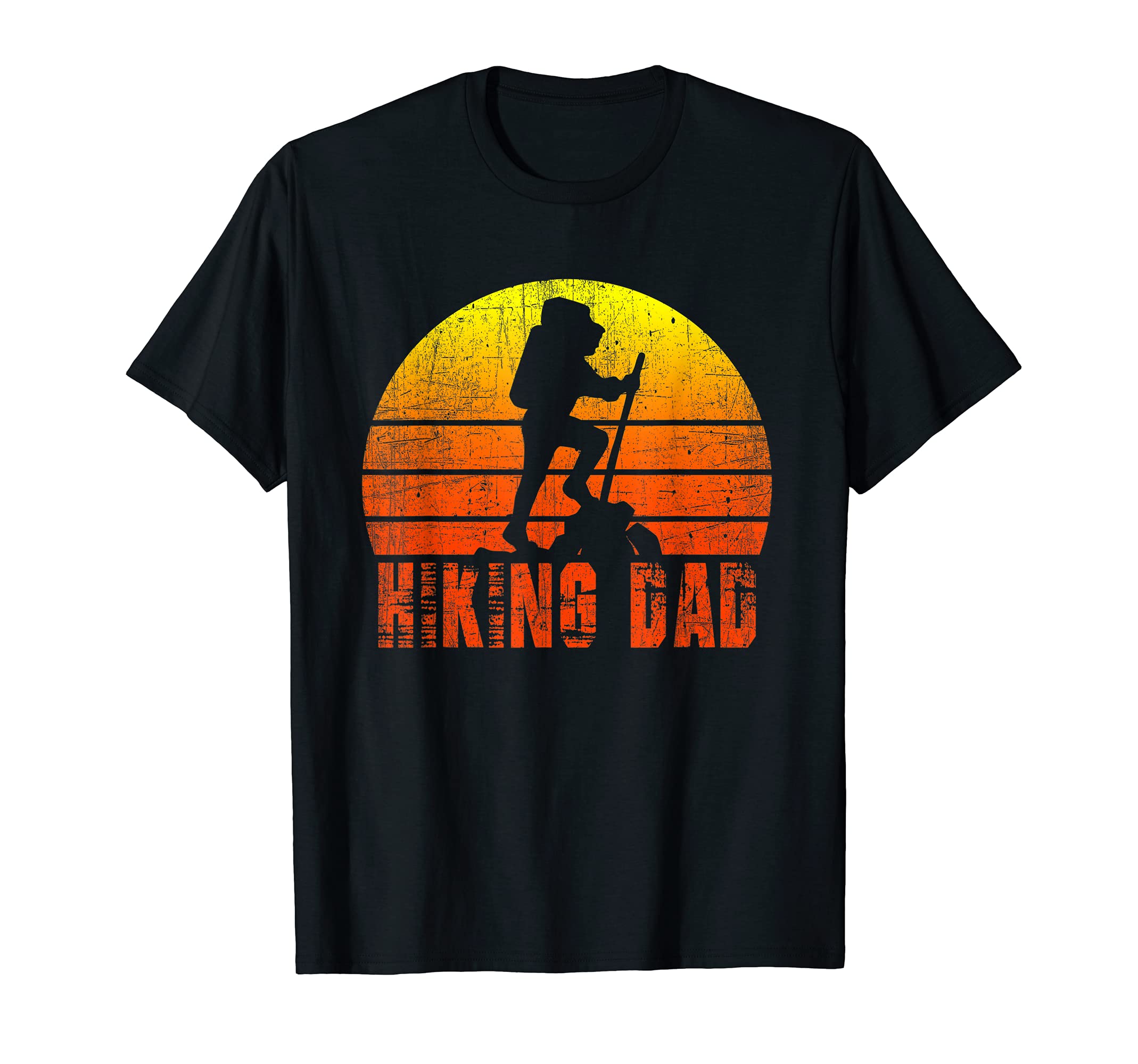 Hiking Dad Silhouette Sunset Hiker T-Shirt - Minimalist Print Men Women - T-Shirt, Sweatshirt, Hoodie