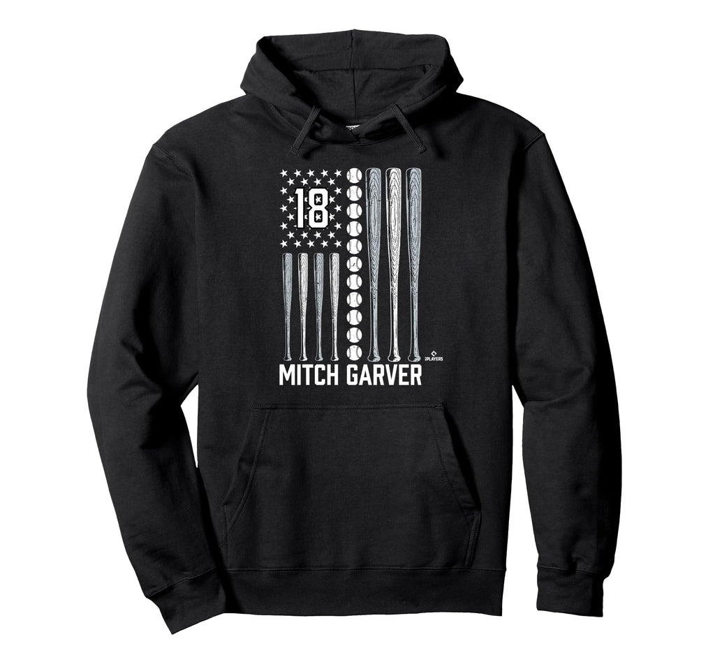 Baseball American Flag Mitch Garver Hoodie - Aesthetic Graphic for Adults - T-Shirt, Sweatshirt, Hoodie