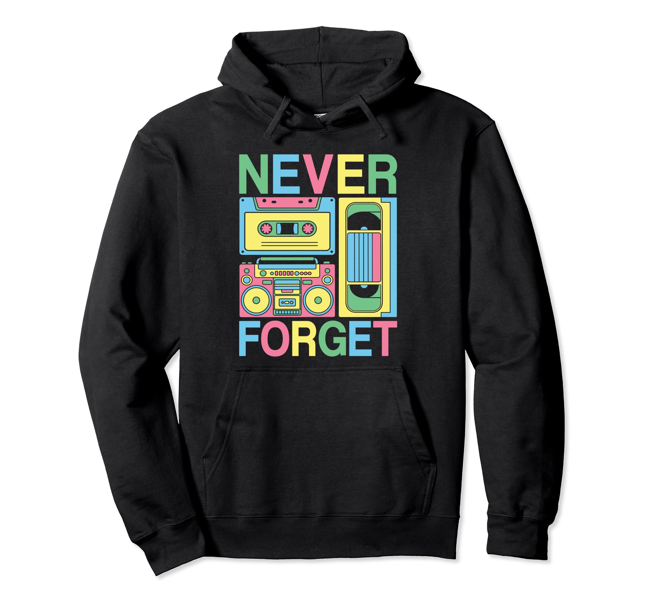 Never Forget 80S 90S Cassette Tape Outfit Hoodie - Graphic Print Men Women - T-Shirt, Sweatshirt, Hoodie