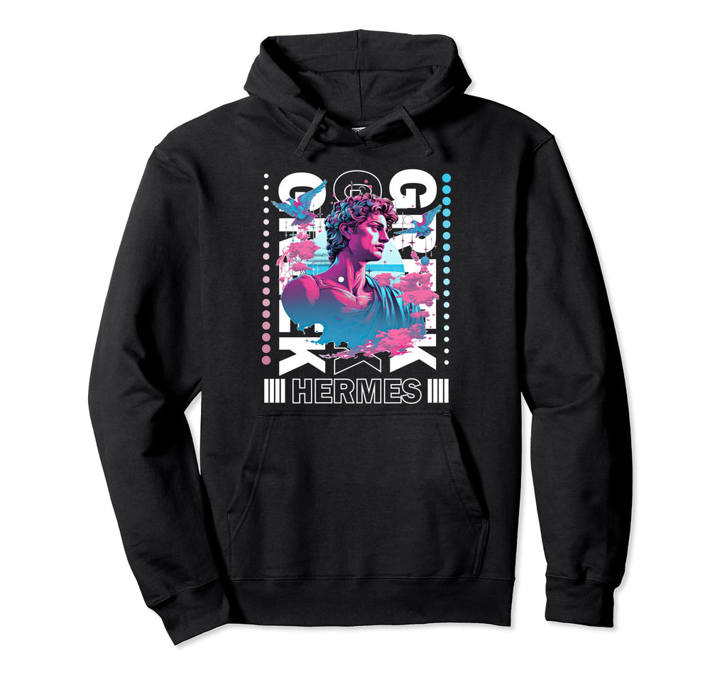 Greek God Hermes Statue Vaporwave Hoodie - Aesthetic Graphic Unisex - T-Shirt, Sweatshirt, Hoodie