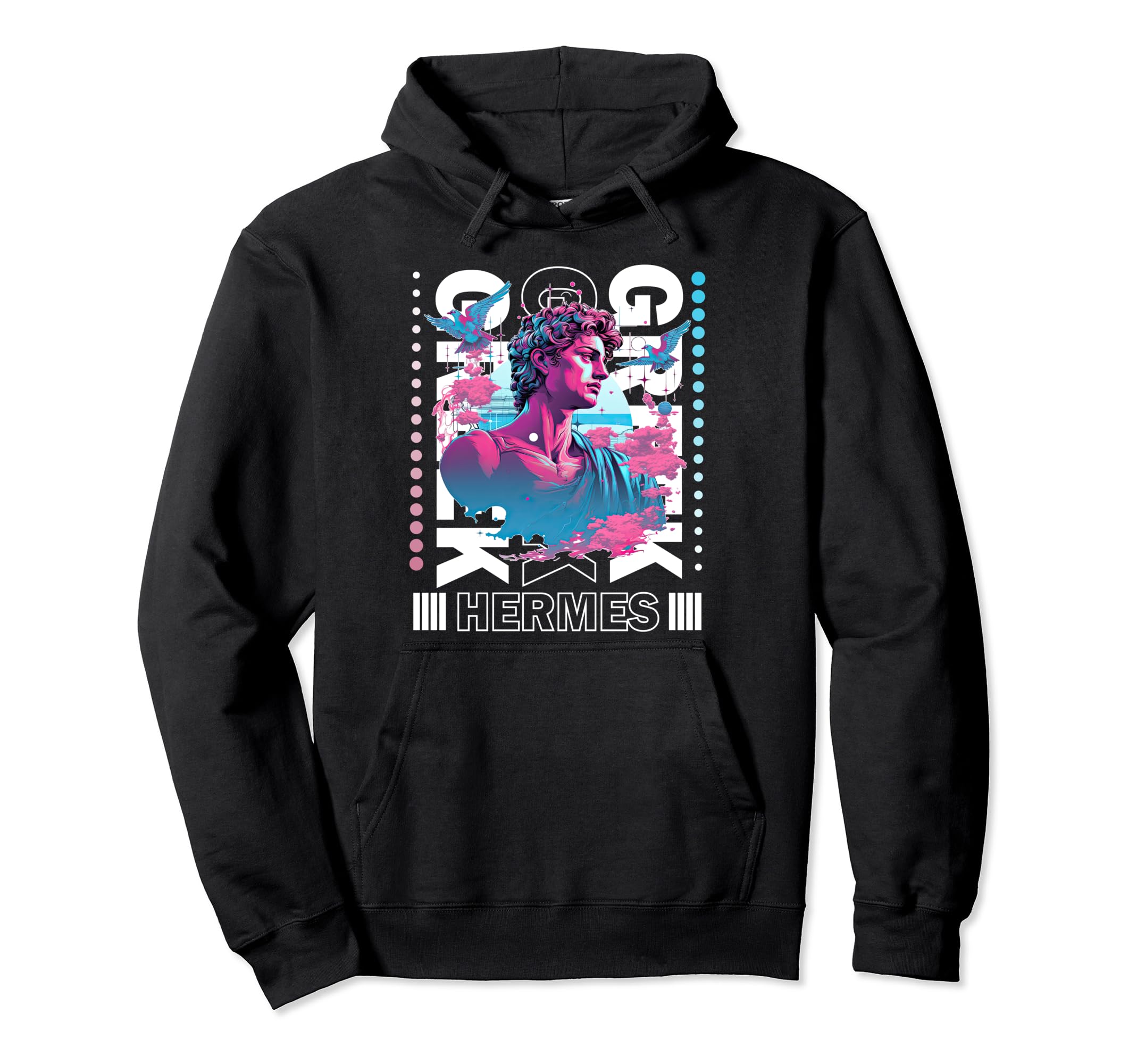 Greek God Hermes Statue Vaporwave Hoodie - Aesthetic Graphic Unisex - T-Shirt, Sweatshirt, Hoodie