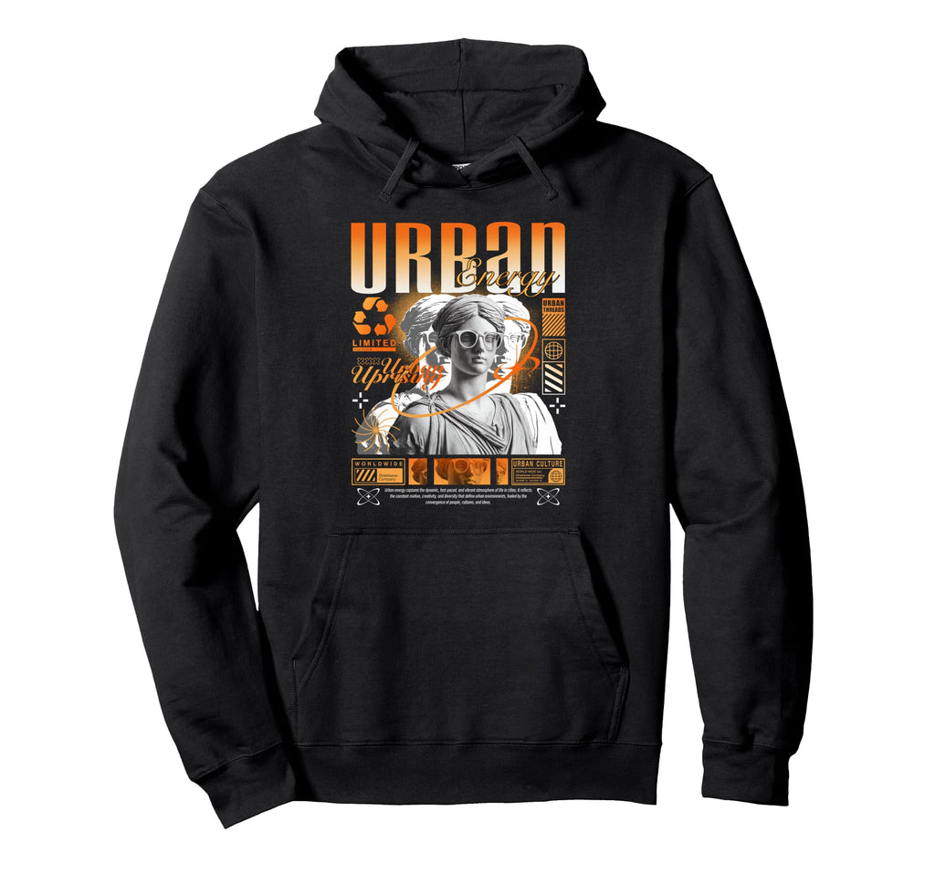 Y2K Energy Bold Urban Graffiti Hoodie - Minimalist Print for Adults - T-Shirt, Sweatshirt, Hoodie