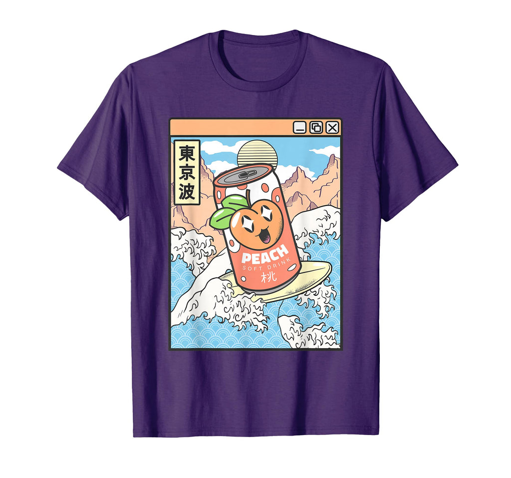Surfing Peach Soda Japanese Waves T-Shirt - Custom Art Print Men Women - T-Shirt, Sweatshirt, Hoodie