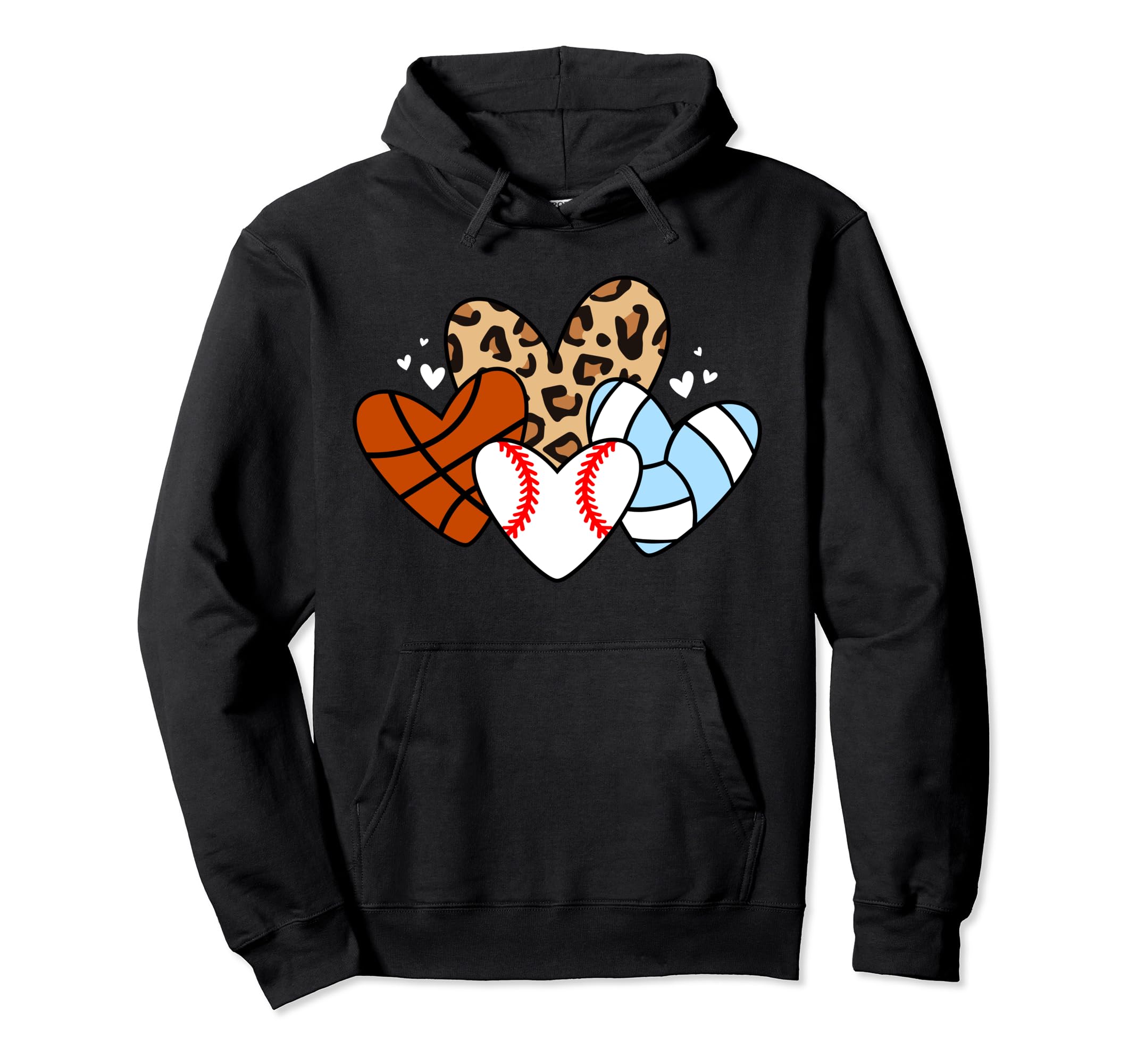 Baseball Volleyball Basketball Heart Hoodie - Custom Art Print Unisex - T-Shirt, Sweatshirt, Hoodie