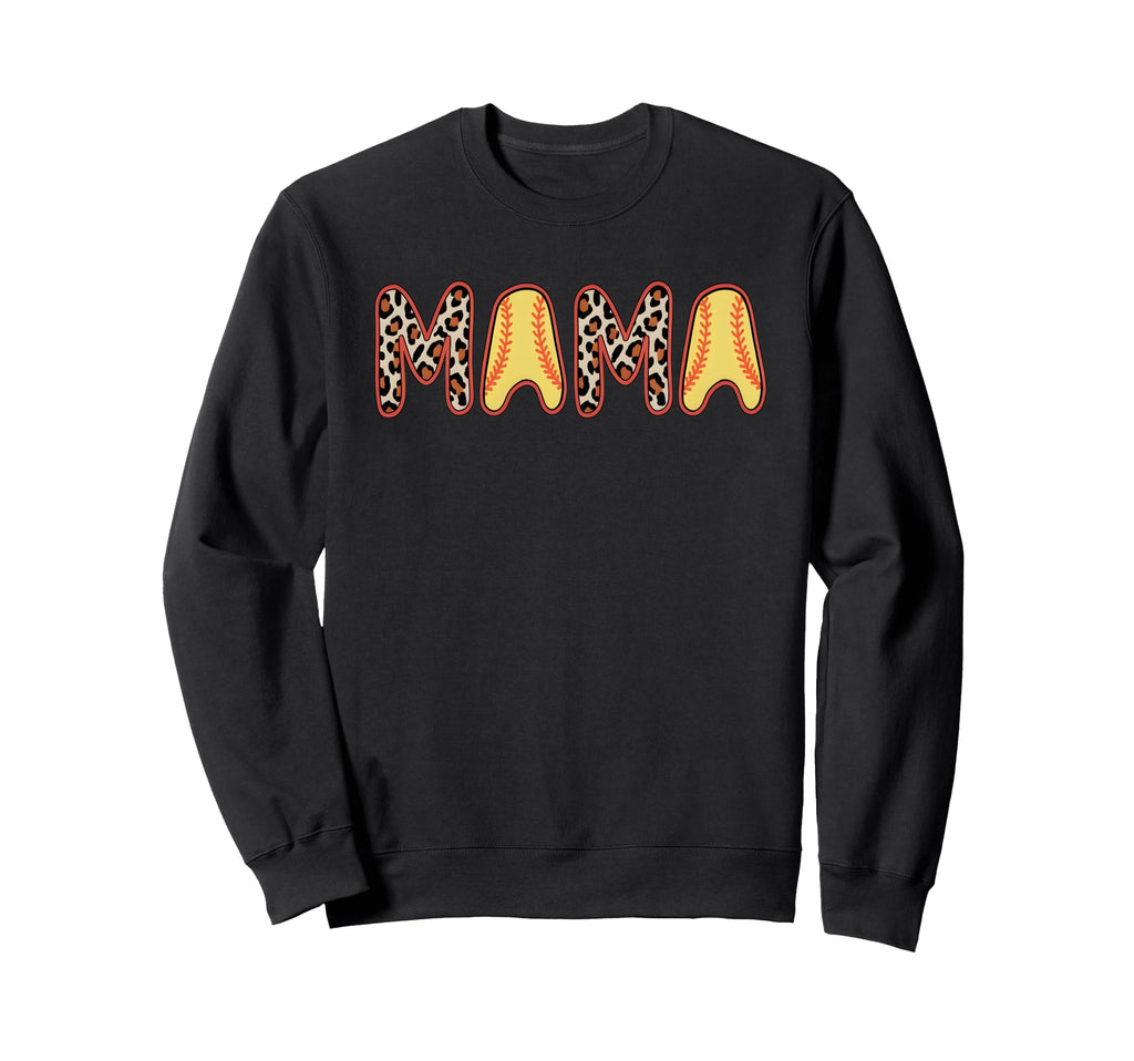 Mama Mom Both Leopard Baseball Sweatshirt - Fun Novelty Design for Adults - T-Shirt, Sweatshirt, Hoodie