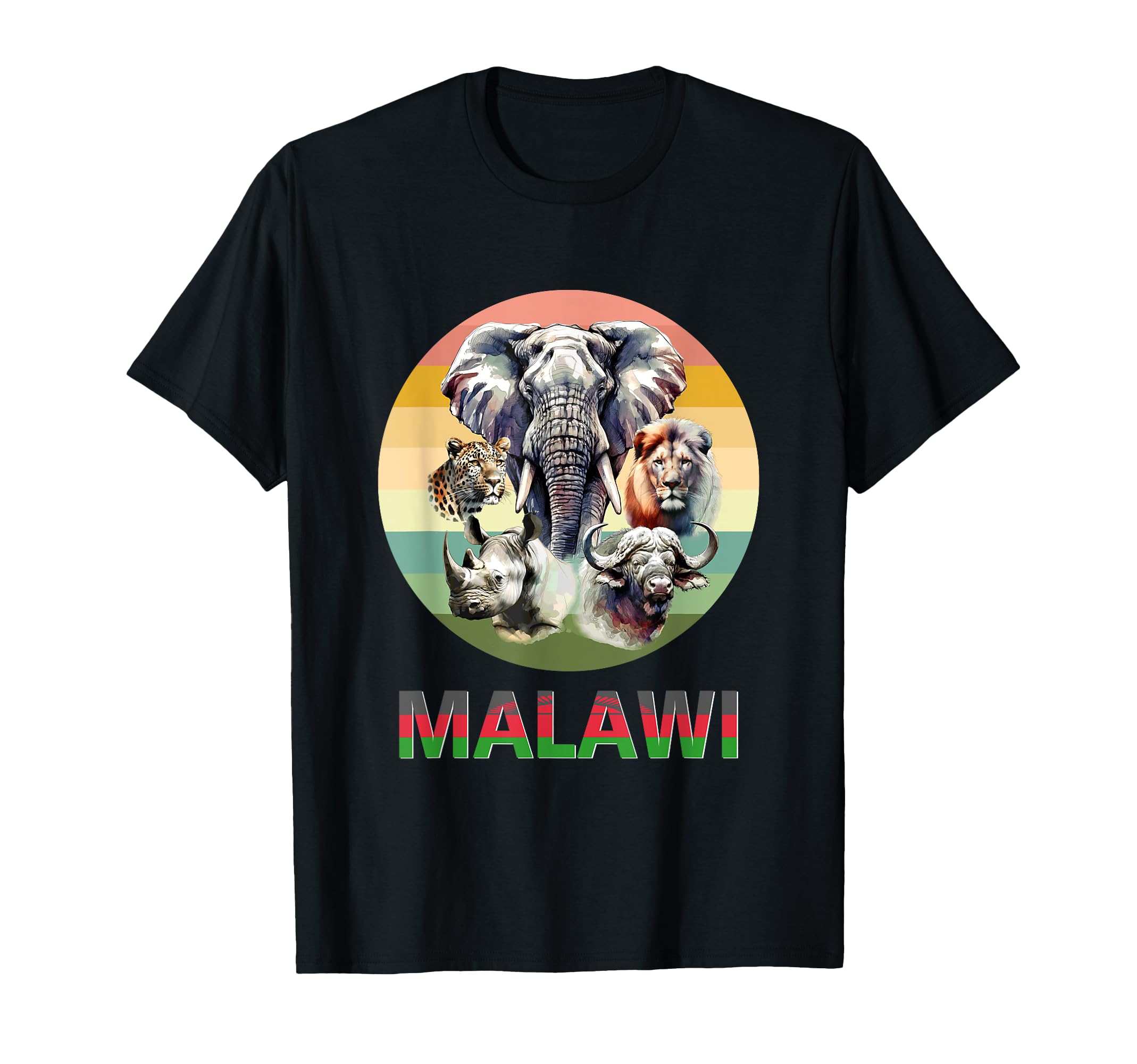 Malawi Big 5 Watercolor Sunset Malawi T-Shirt - Aesthetic Graphic Unisex - T-Shirt, Sweatshirt, Hoodie