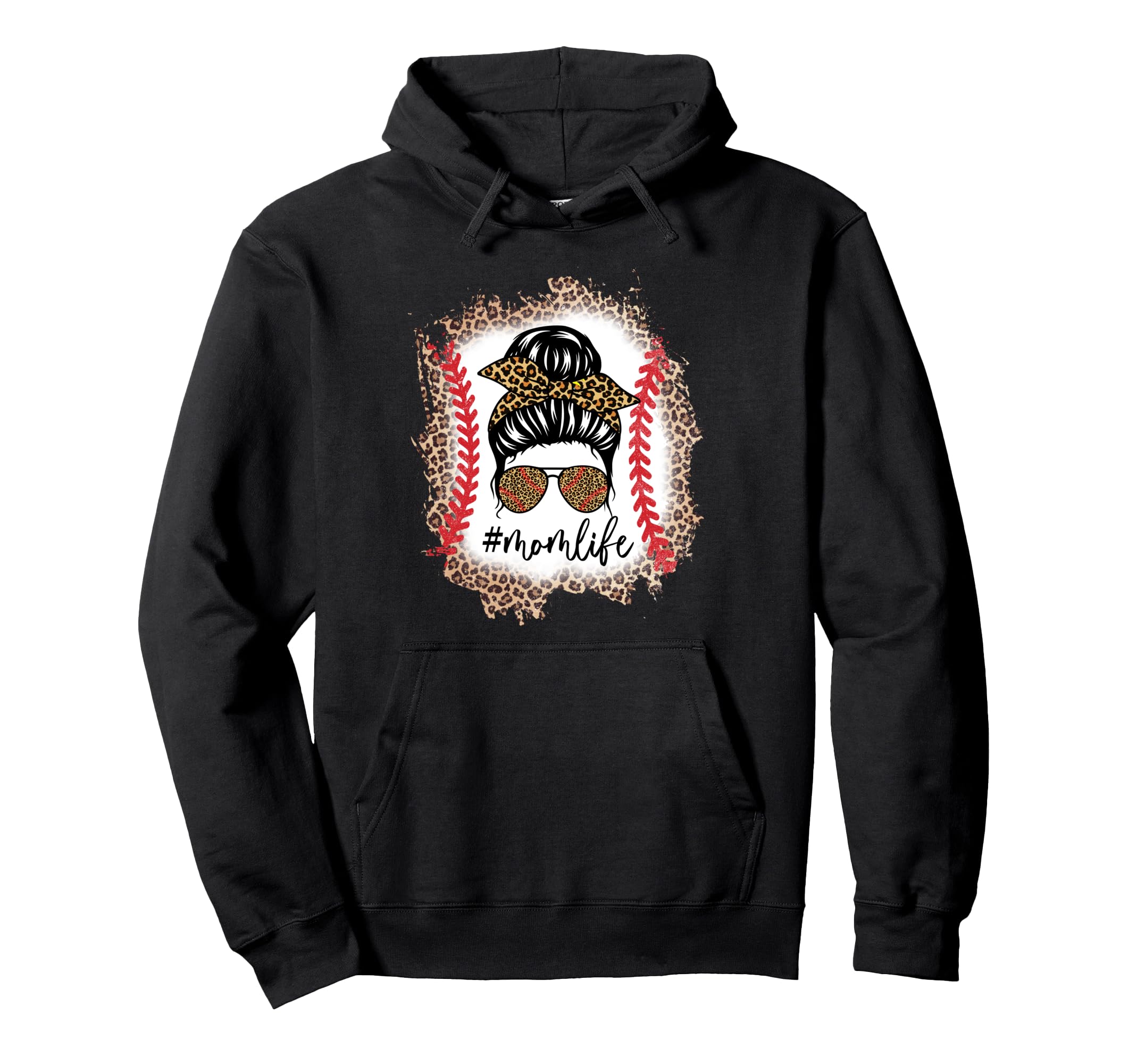 Mom Life Baseball Mom Messy Bun Hoodie - Streetwear Style for Adults - T-Shirt, Sweatshirt, Hoodie