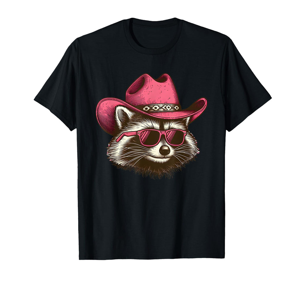 Raccoon Cowboy Cowgirl Western Trash T-Shirt - Minimalist Print for Adults - T-Shirt, Sweatshirt, Hoodie