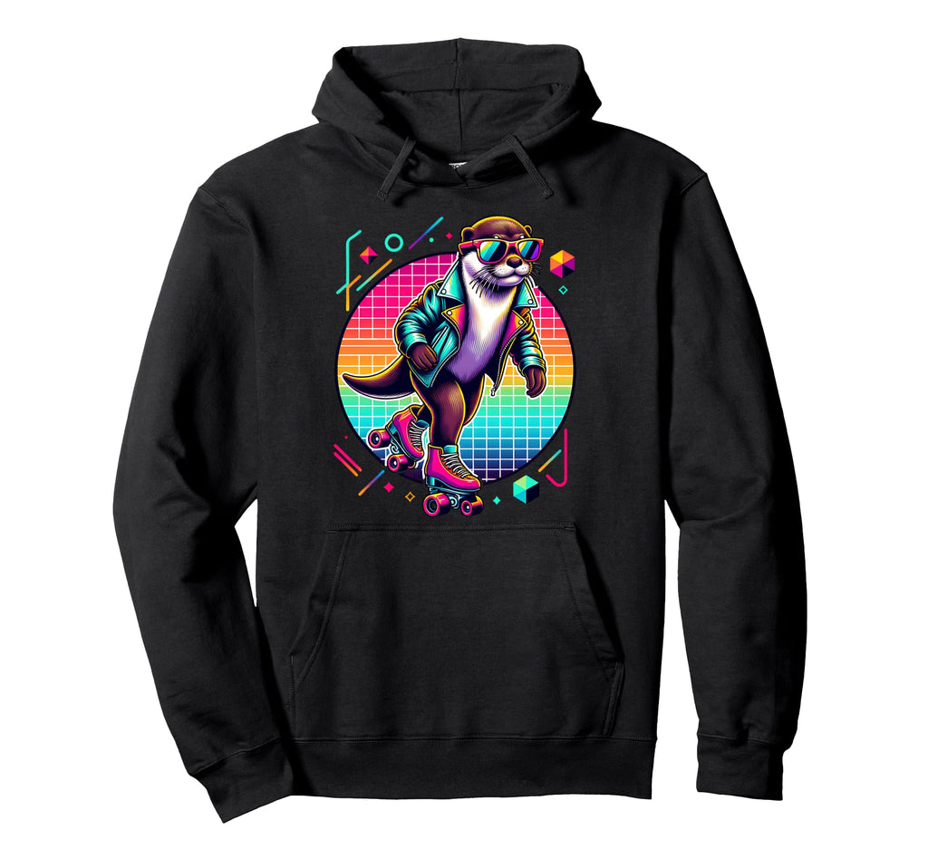 Otter Roller Skates And Sunglasses Rainbow Hoodie - Graphic Print Men Women - T-Shirt, Sweatshirt, Hoodie