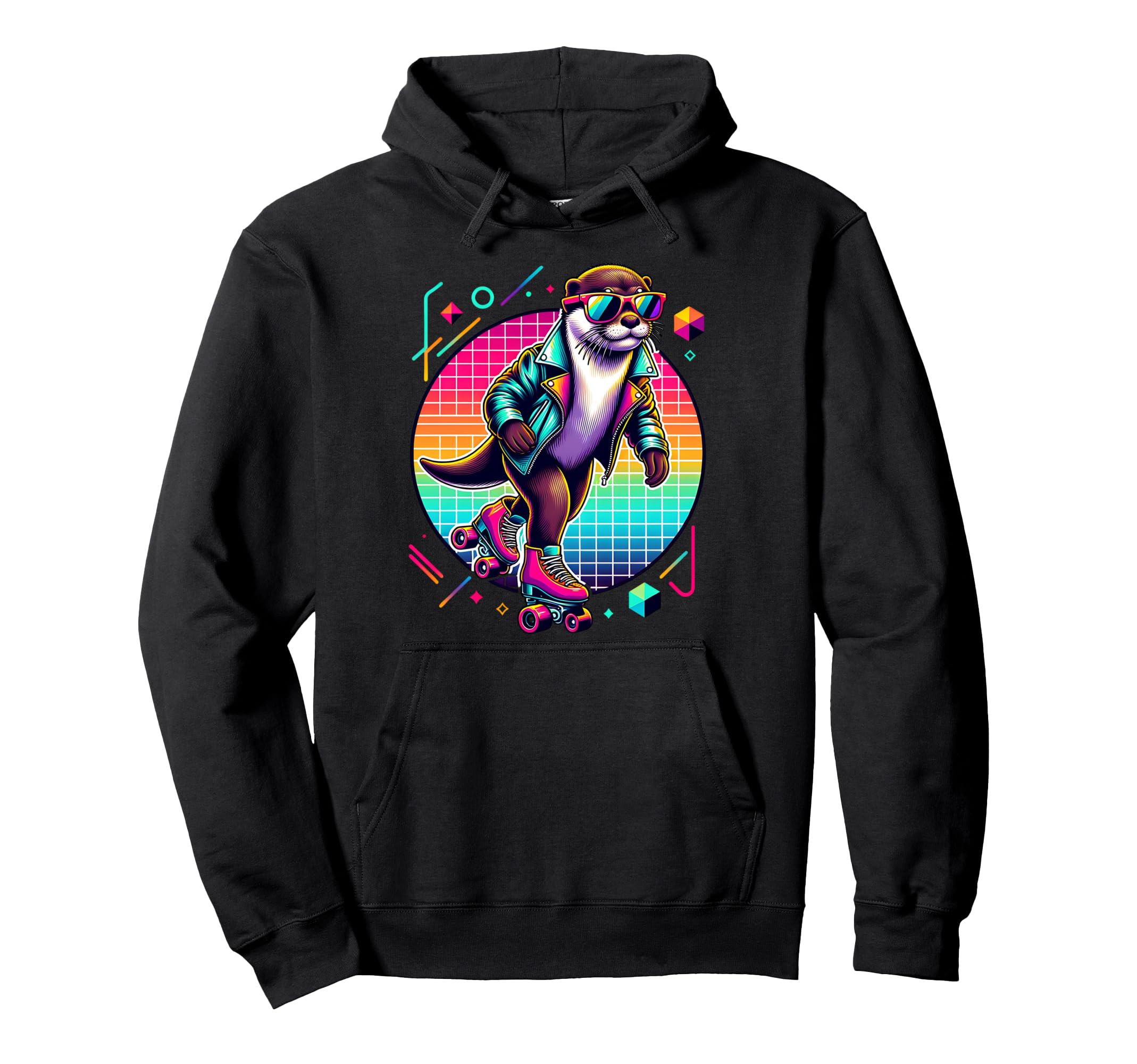 Otter Roller Skates And Sunglasses Rainbow Hoodie - Graphic Print Men Women - T-Shirt, Sweatshirt, Hoodie