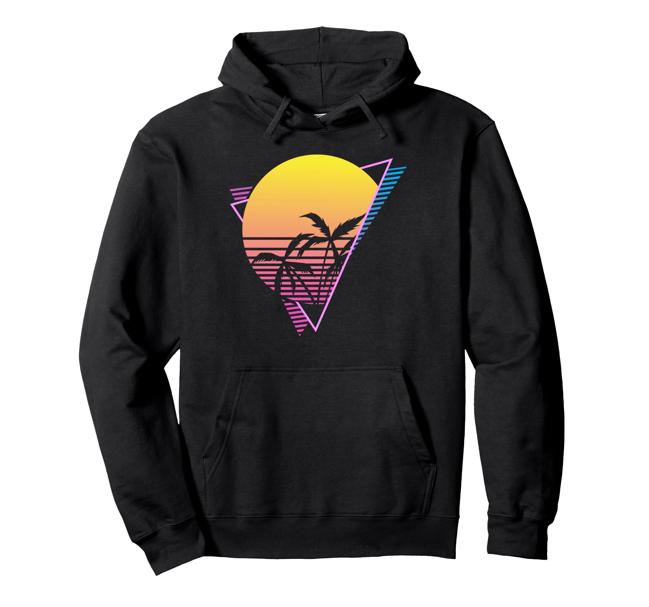 Sunset Palm Trees Synthwave Vaporwave Hoodie - Custom Art Print for Adults - T-Shirt, Sweatshirt, Hoodie