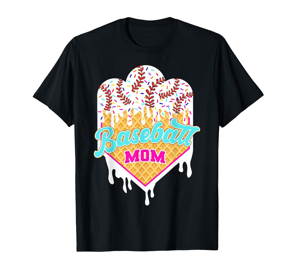 Baseball Mom Ice Cream Drip Mama T-Shirt - Trendy Graphic for Adults - T-Shirt, Sweatshirt, Hoodie