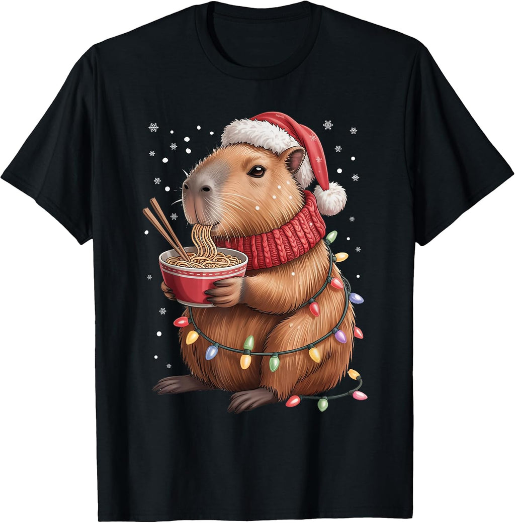 Capybara Christmas Ramen Art - Adult & Kids T-Shirts, Sweatshirts & Hoodies apparel design preview 1