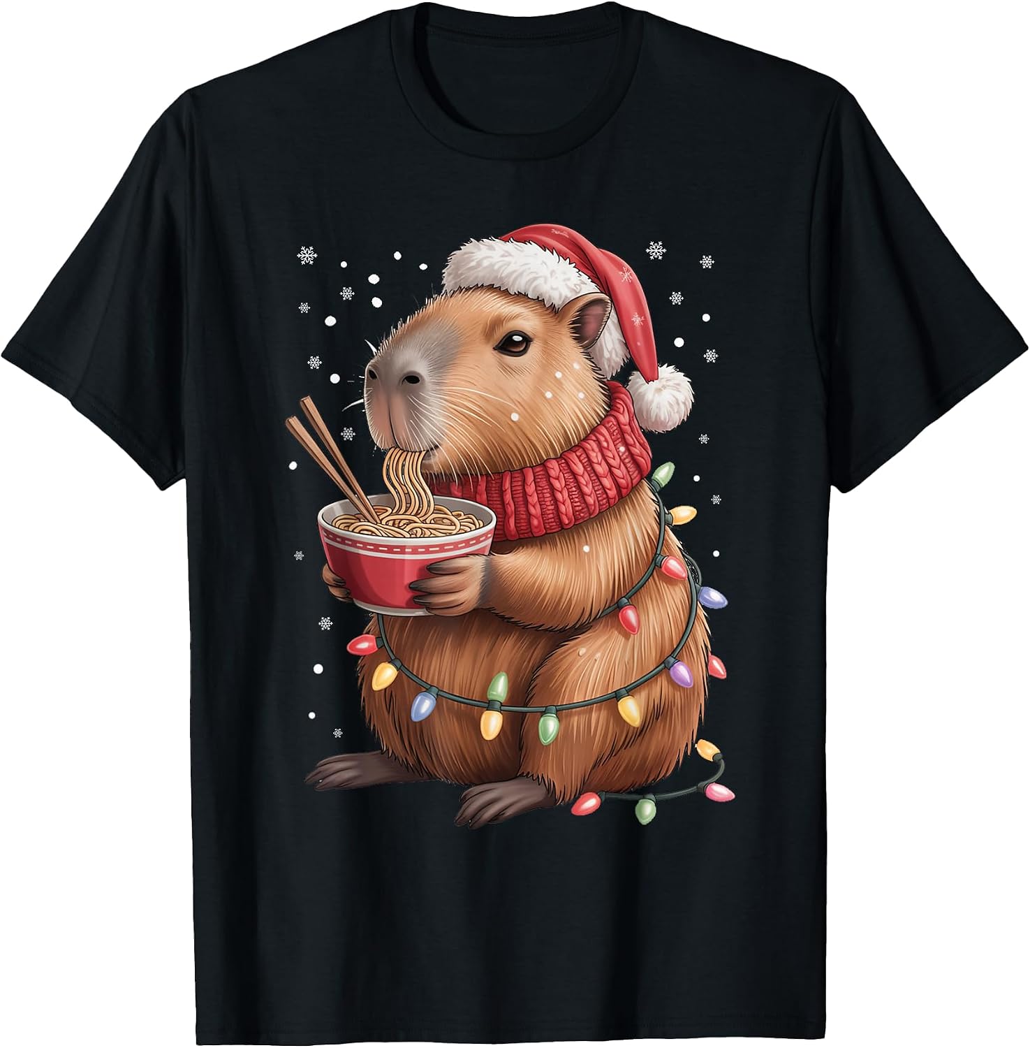 Capybara Christmas Ramen Art - Adult & Kids T-Shirts, Sweatshirts & Hoodies apparel design preview 1