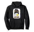 Volleyball And Softball Mom Messy Bun Hoodie - Minimalist Print Men Women - T-Shirt, Sweatshirt, Hoodie