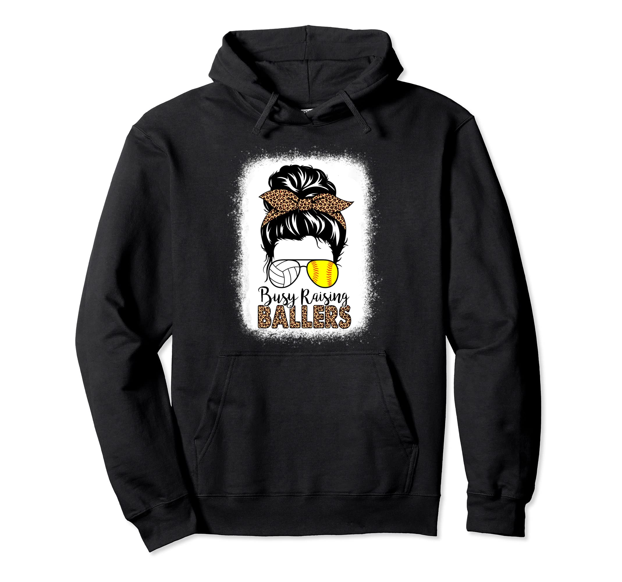 Volleyball And Softball Mom Messy Bun Hoodie - Minimalist Print Men Women - T-Shirt, Sweatshirt, Hoodie