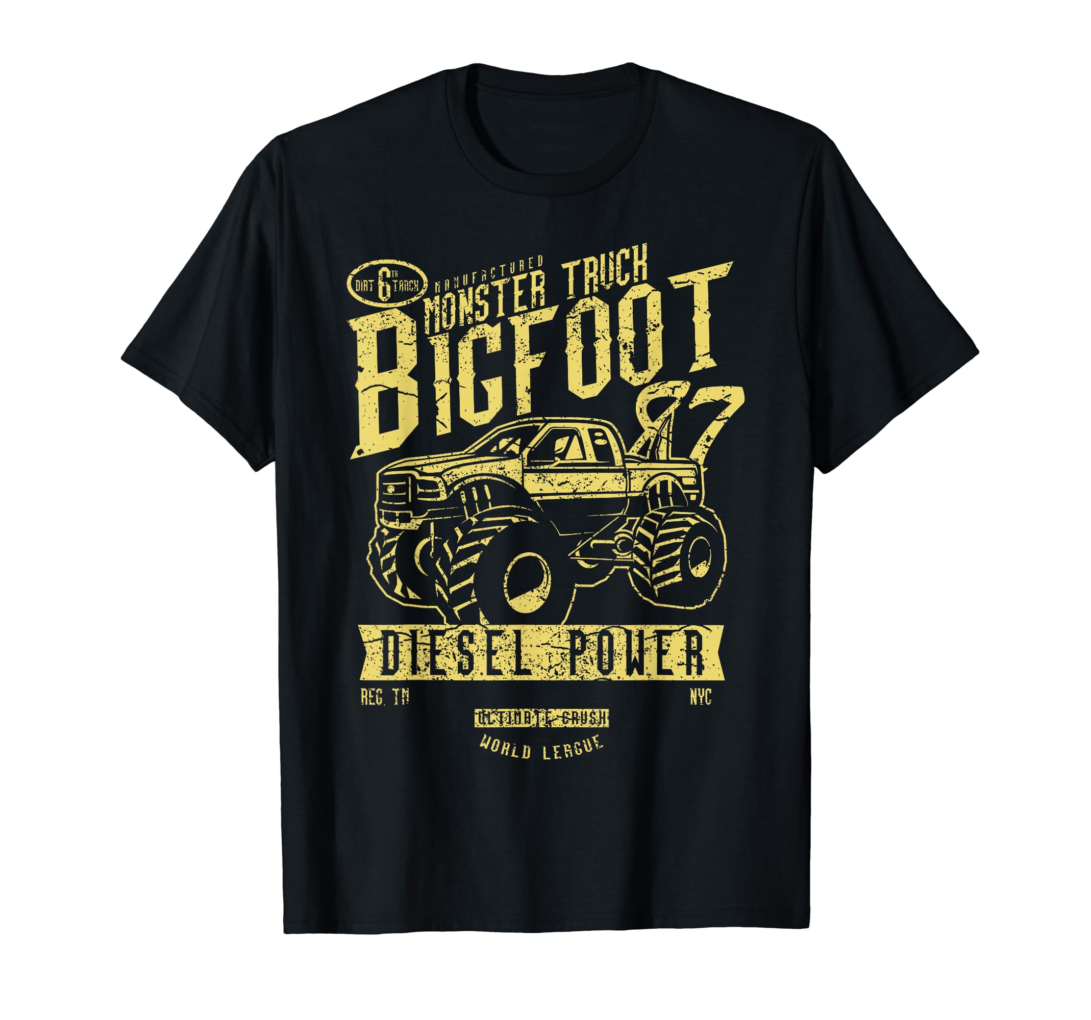 Monster Truck Distressed T-Shirt - Custom Art Print Unisex - T-Shirt, Sweatshirt, Hoodie