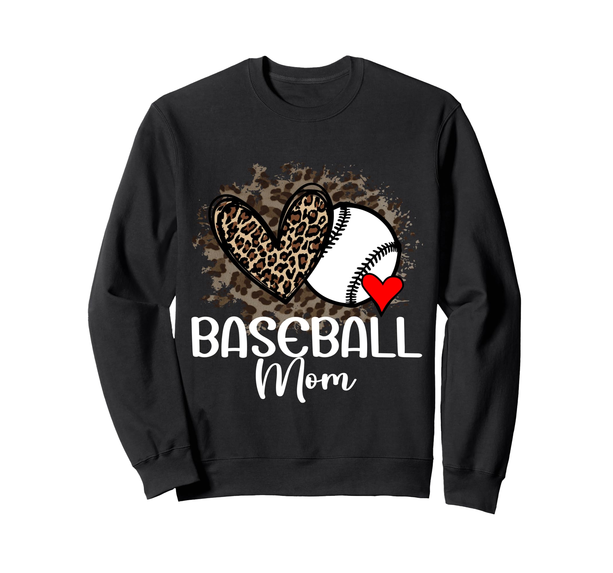 Baseball Mom Funny Leopard Heart Sweatshirt - Aesthetic Graphic for Adults - T-Shirt, Sweatshirt, Hoodie