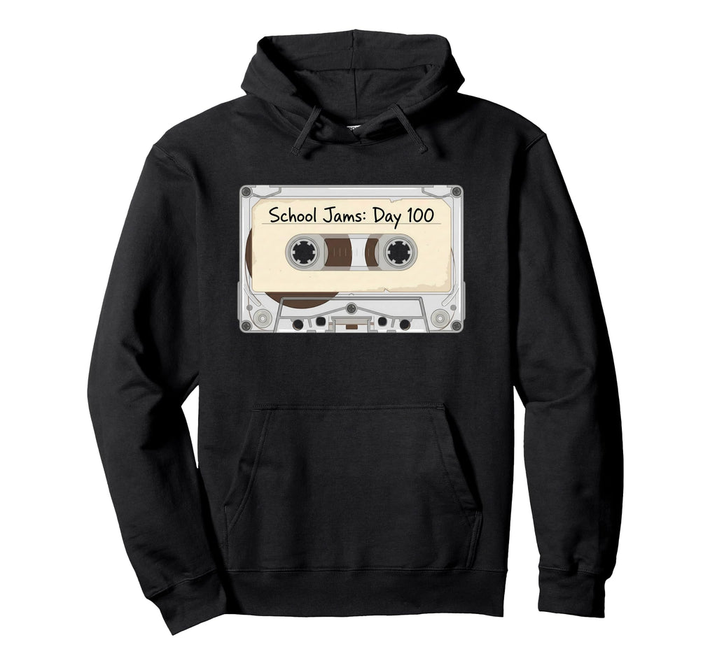 100 Days School Jams Cassette Tape Hoodie - Minimalist Print Men Women - T-Shirt, Sweatshirt, Hoodie