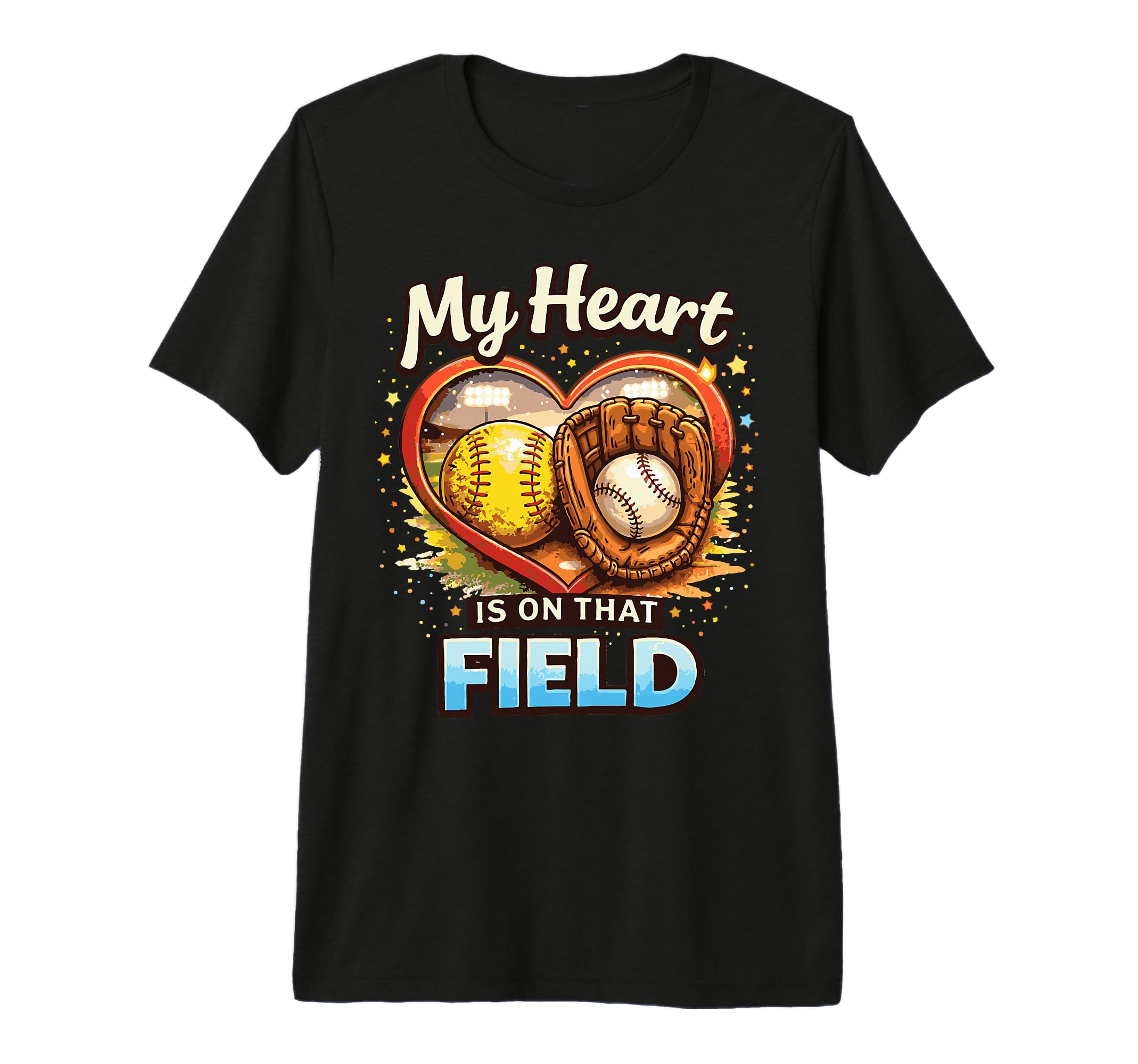 My Heart Is That Field Softball T-Shirt - Unique Graphic for Adults - T-Shirt, Sweatshirt, Hoodie