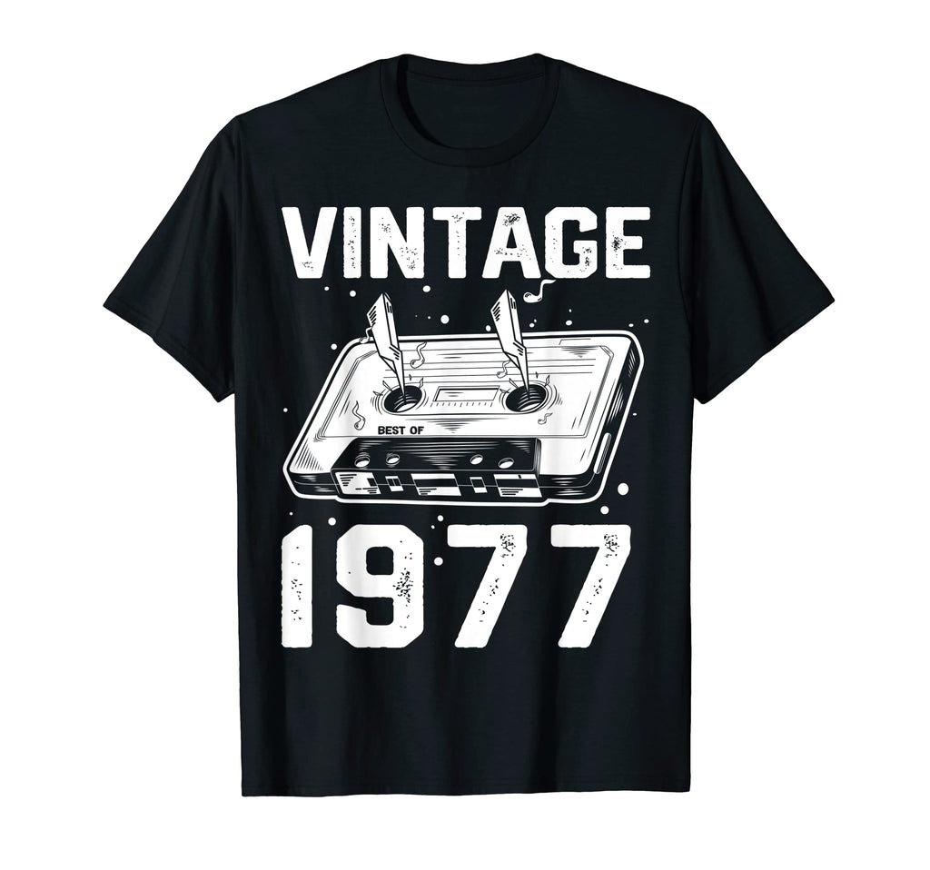 Birthday Best 1977 Bday 1977 Cassette T-Shirt - Minimalist Print Men Women - T-Shirt, Sweatshirt, Hoodie