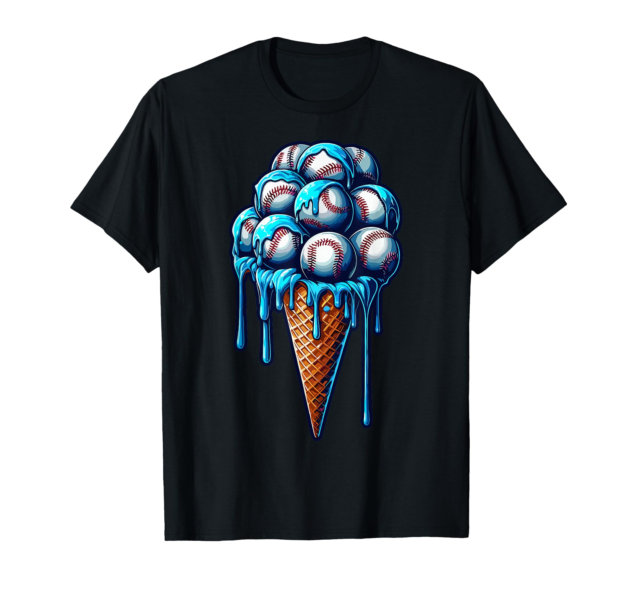 Baseball Ice Cream Watercolor Baseball T-Shirt - Unique Graphic Men Women - T-Shirt, Sweatshirt, Hoodie