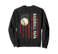 Fathers Day Baseball Papa Usa Flag Sweatshirt - Custom Art Print Men Women - T-Shirt, Sweatshirt, Hoodie